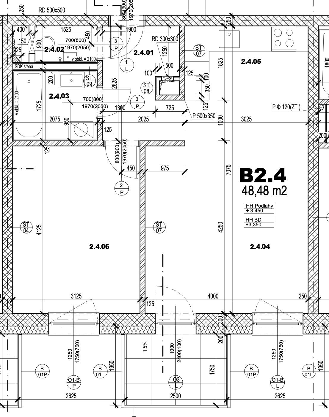 Stará Husitská - 3 B2 4 - Pôdorys