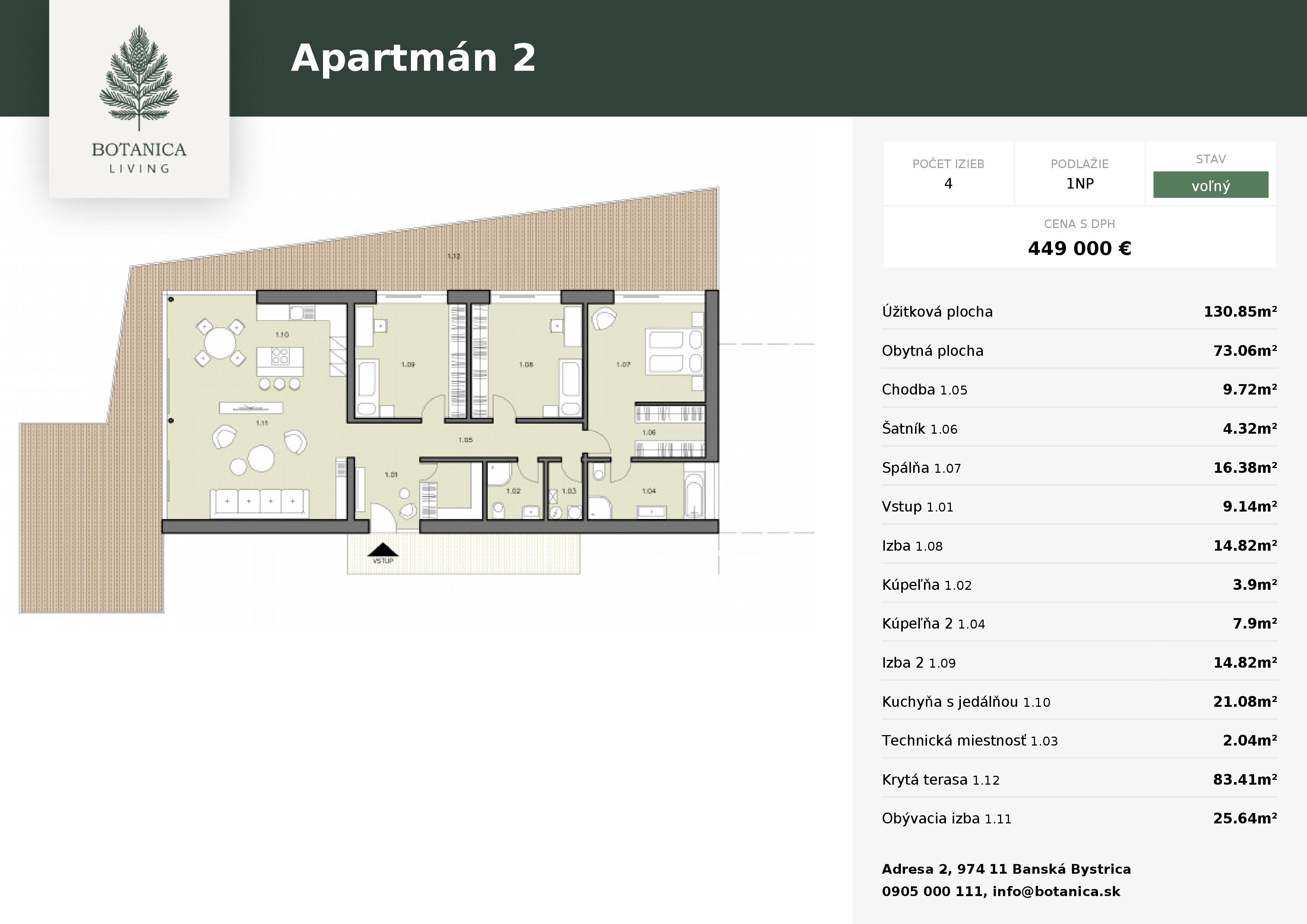Botanica - apartment 2 - Pôdorys