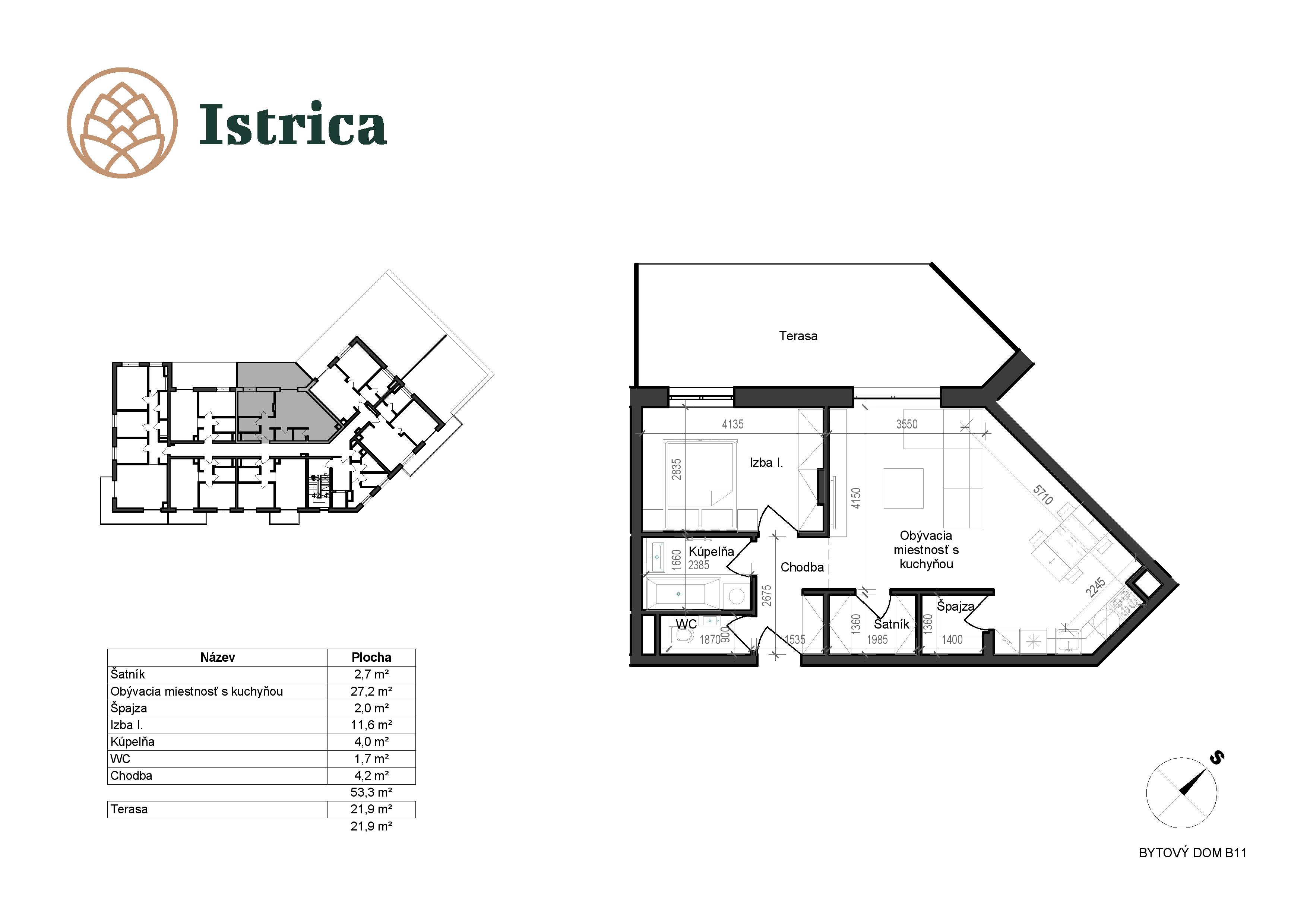 Istrica - B11 – 1E - Pôdorys