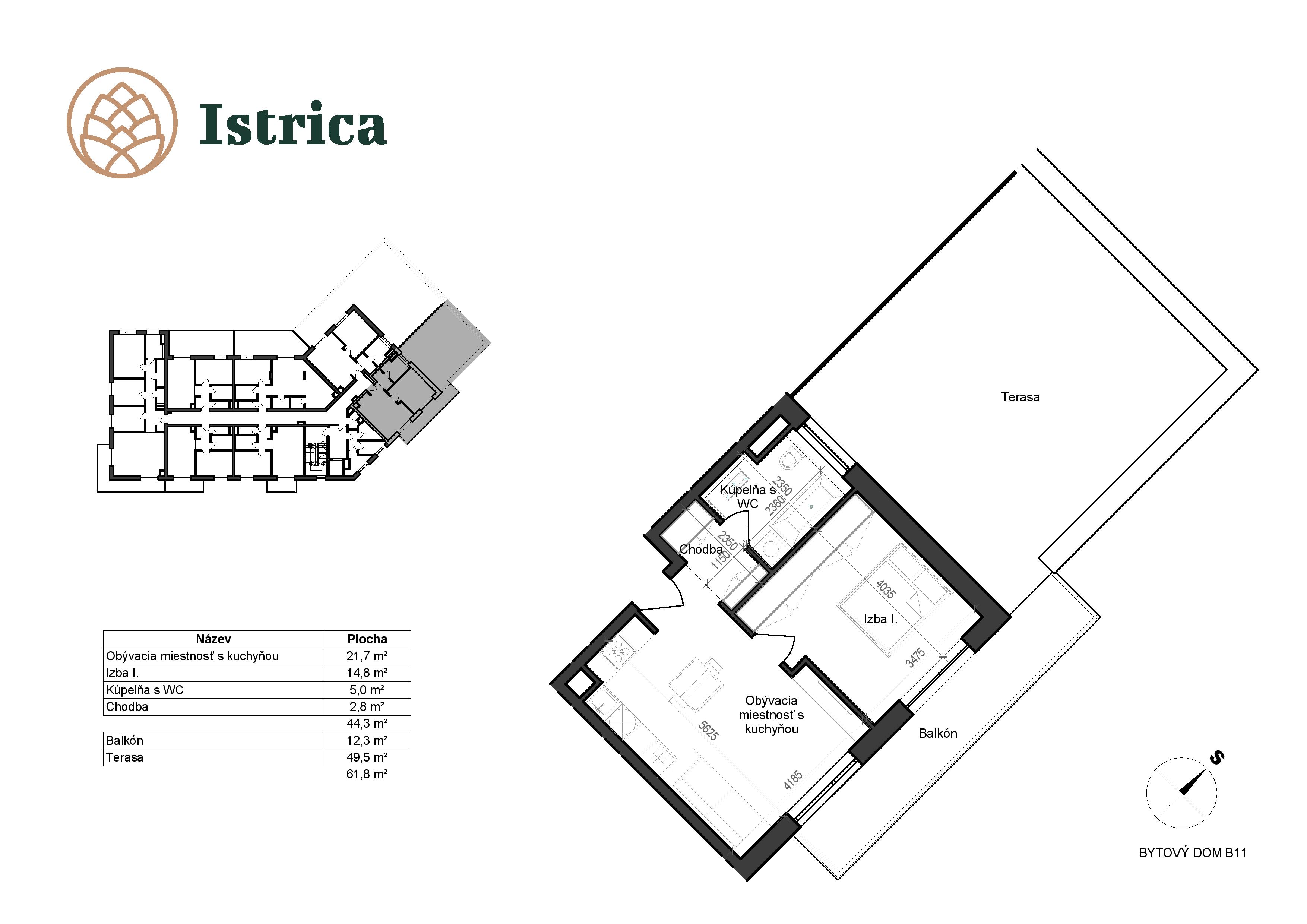 Istrica - B11 – 1G - Pôdorys