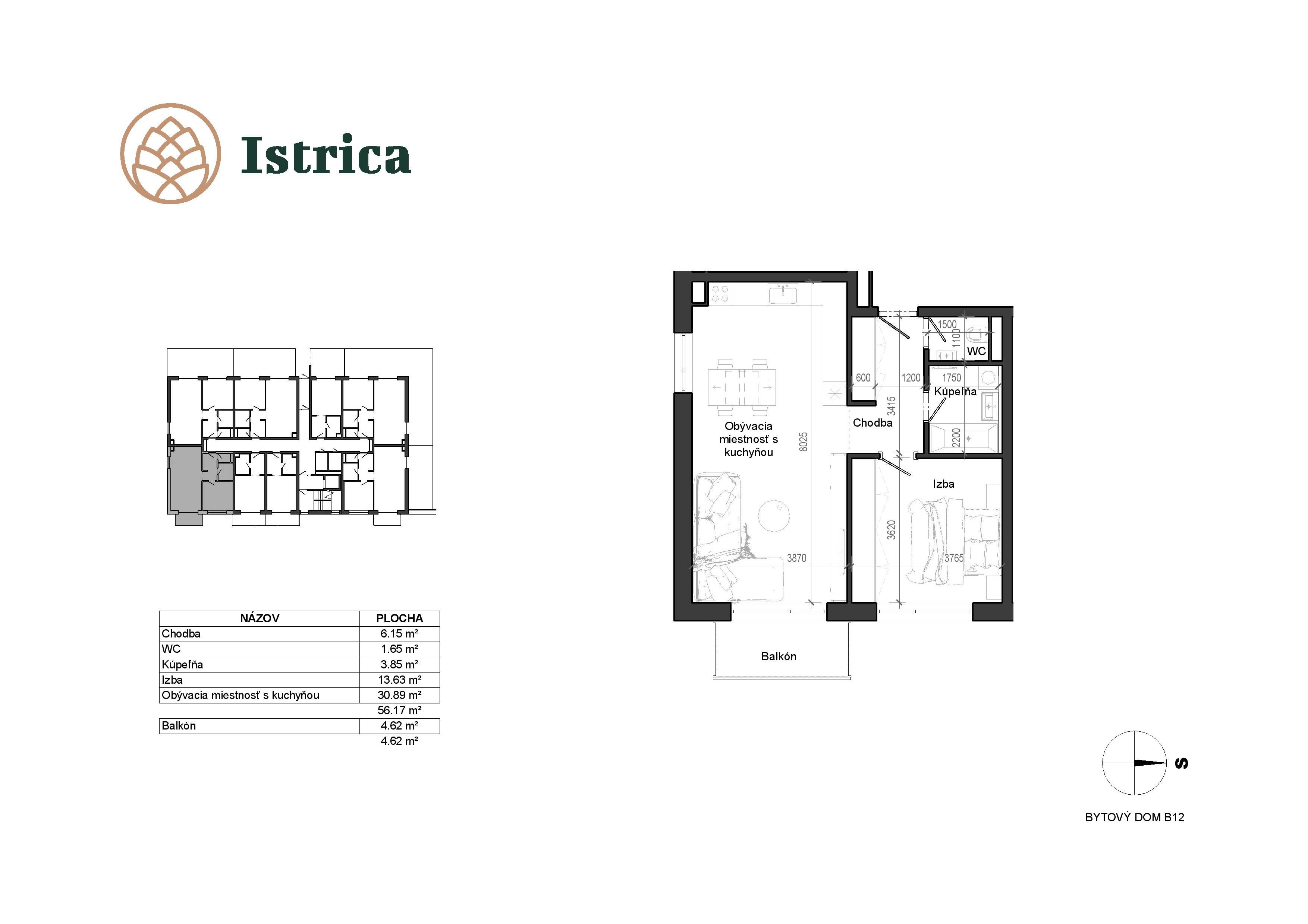 Istrica - B12 – 1C - Pôdorys