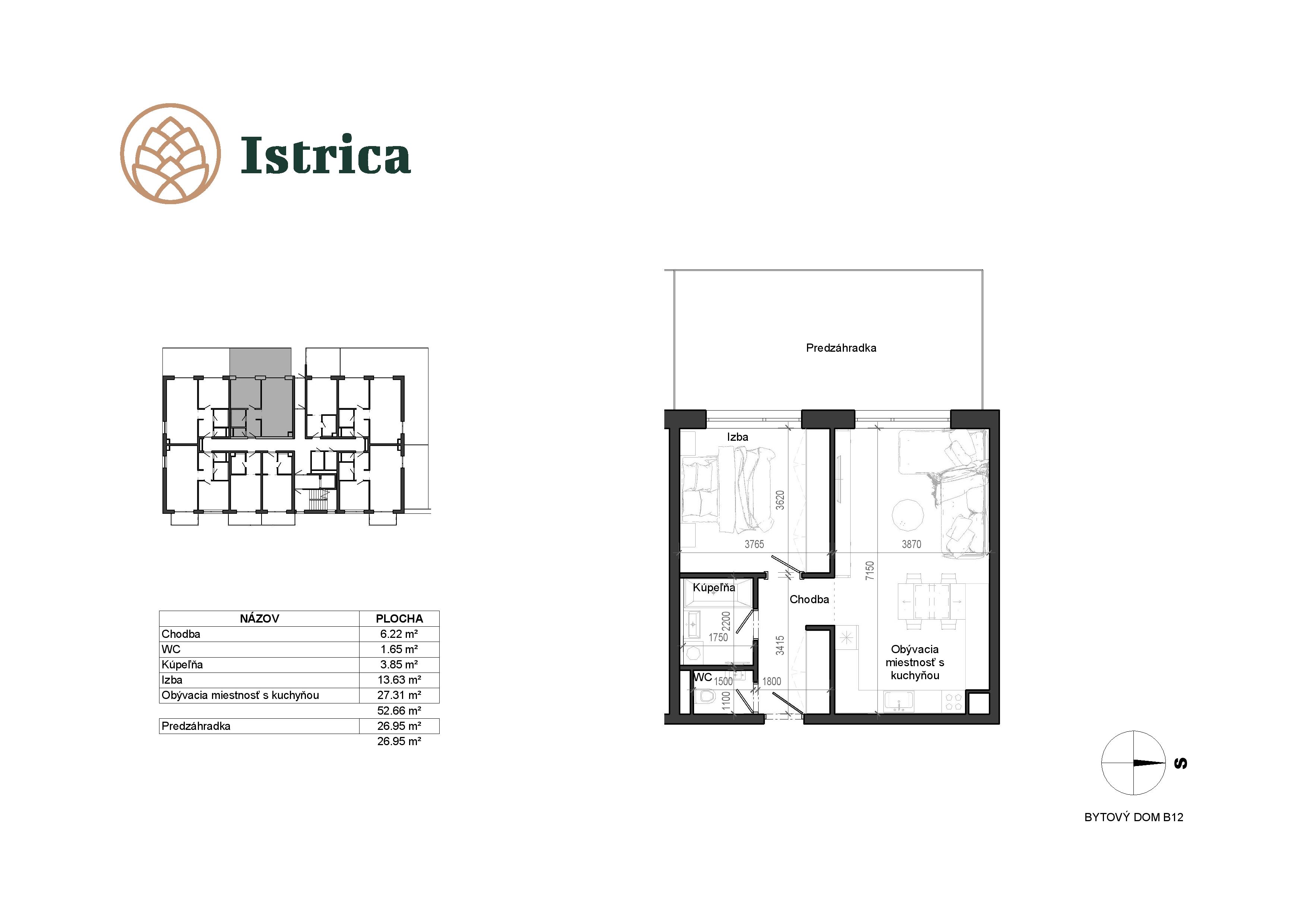 Istrica - B12 – 1E - Pôdorys