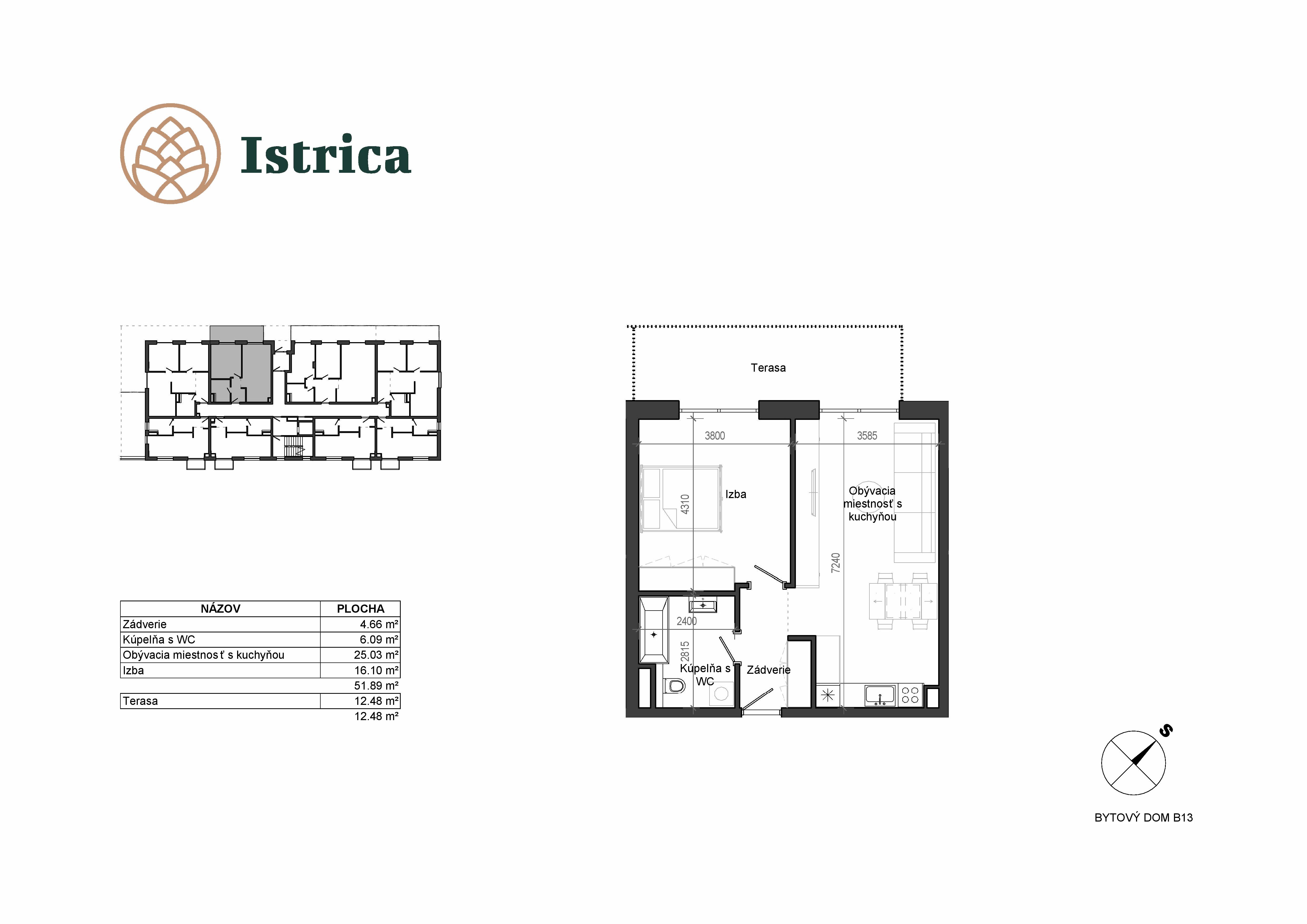 Istrica - B13 – 1D - Pôdorys