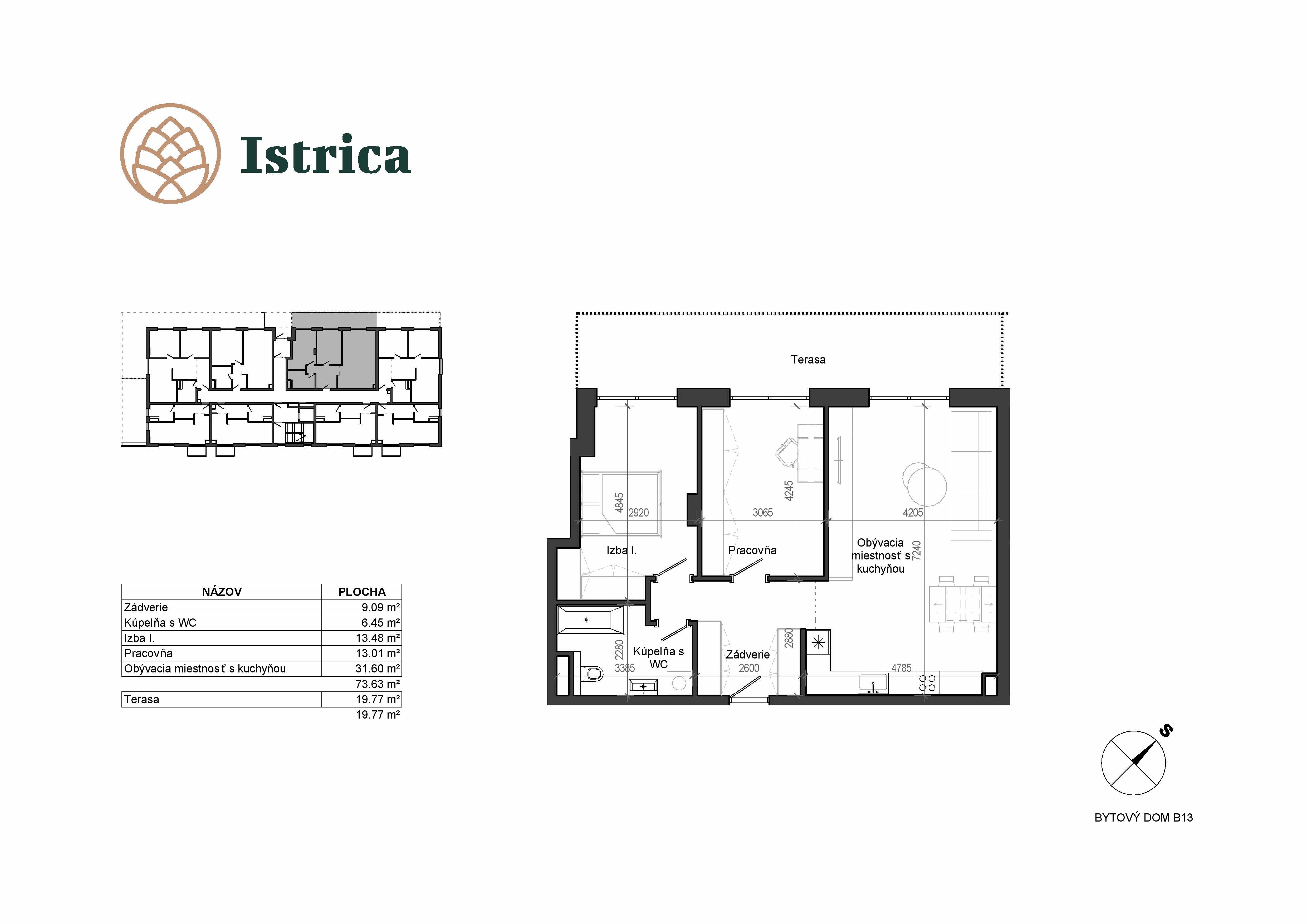 Istrica - B13 – 1E - Pôdorys
