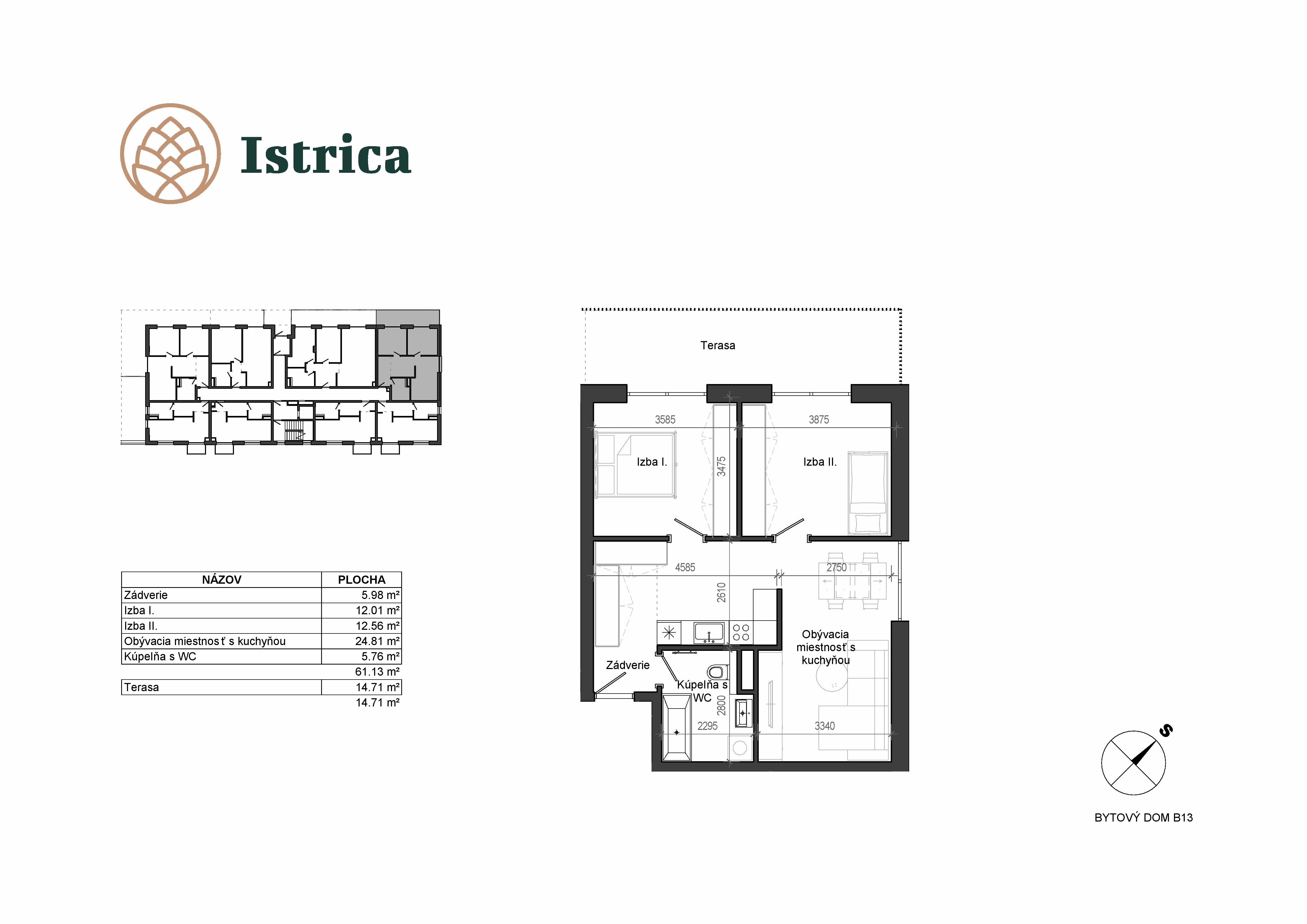 Istrica - B13 – 1F - Pôdorys