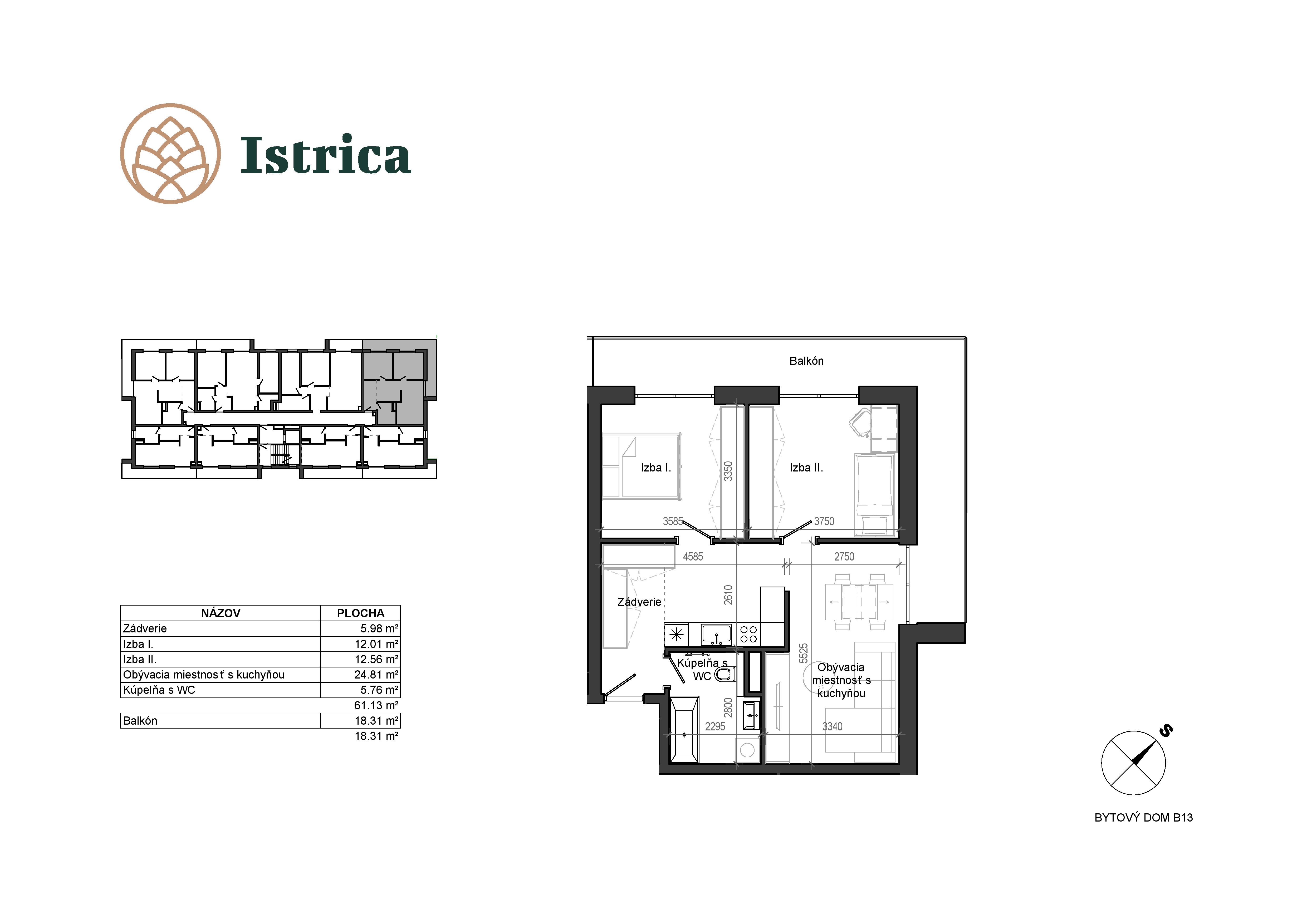 Istrica - B13 – 5F - Pôdorys