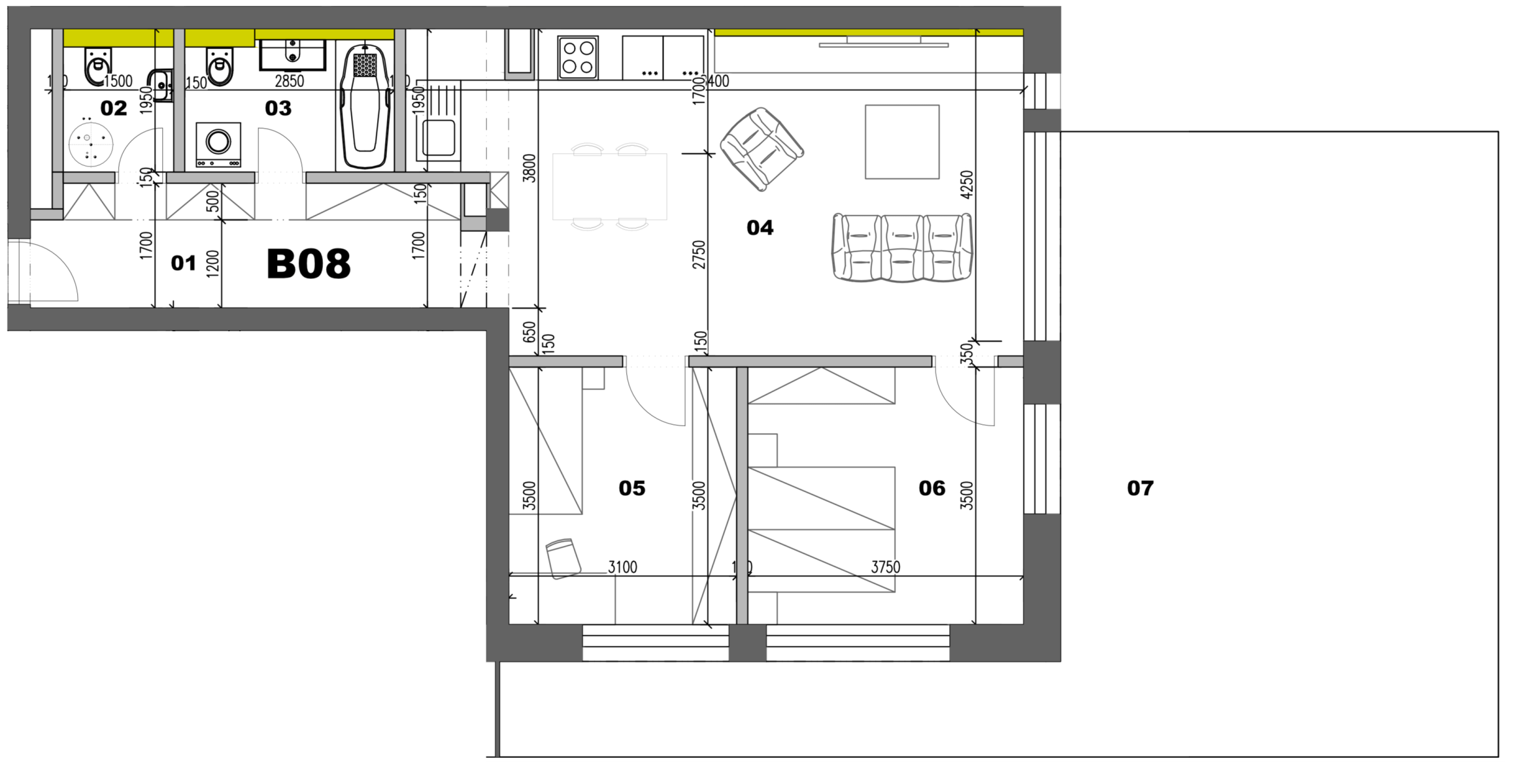 Na Kačici - B08 3i - Pôdorys