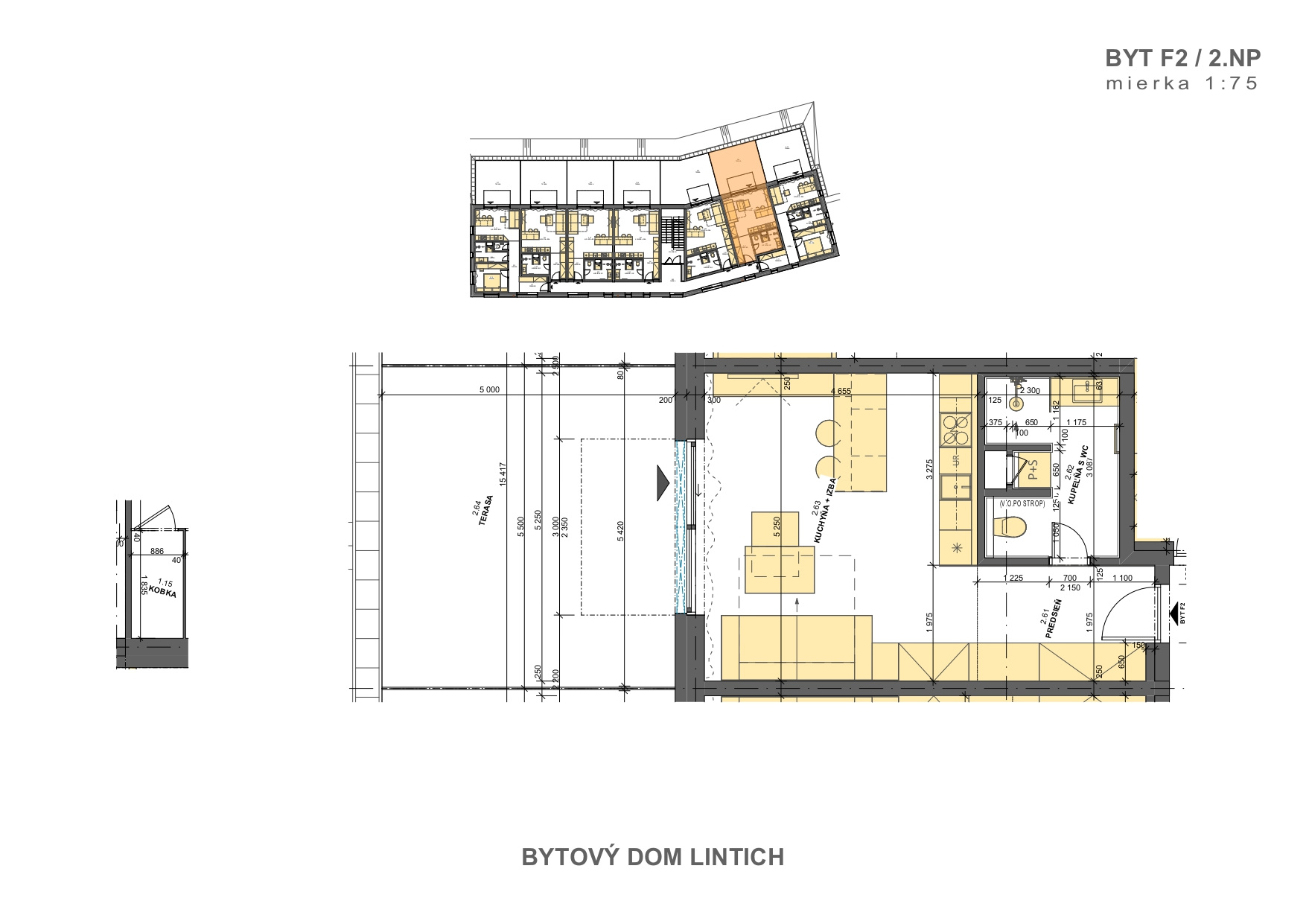 Slnečné Byty Lintich - c.6 (F2) - Pôdorys