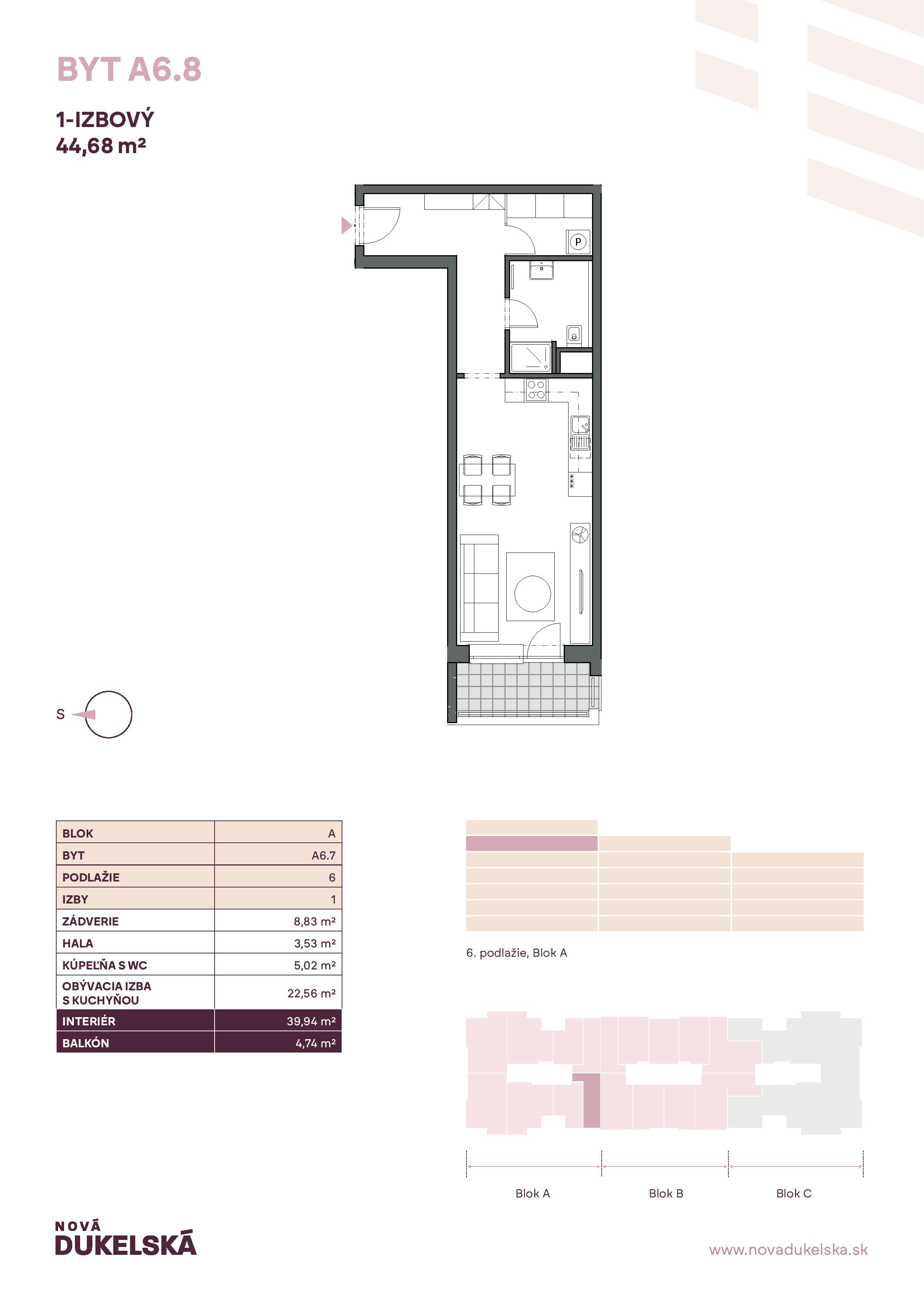 Nová Dukelská - A 6.8 - Pôdorys