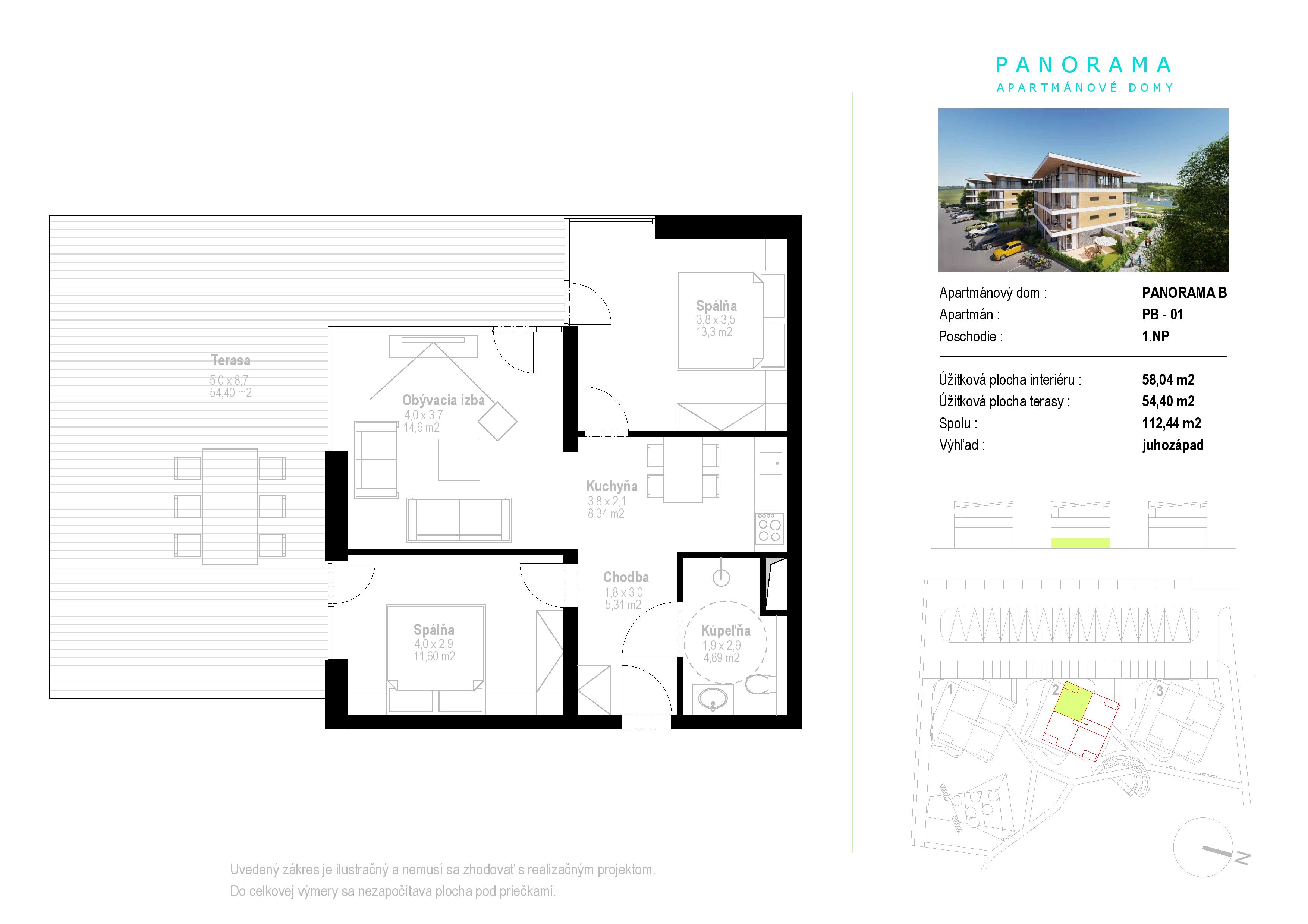Apartmány Panorama - B1 - Pôdorys