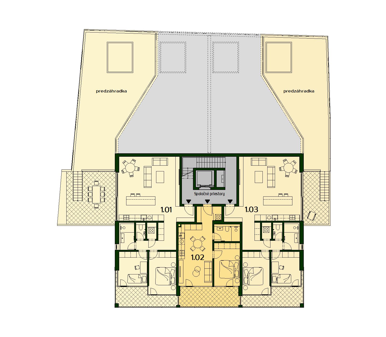 Bytový dom Stromová - 1.03 - Pôdorys