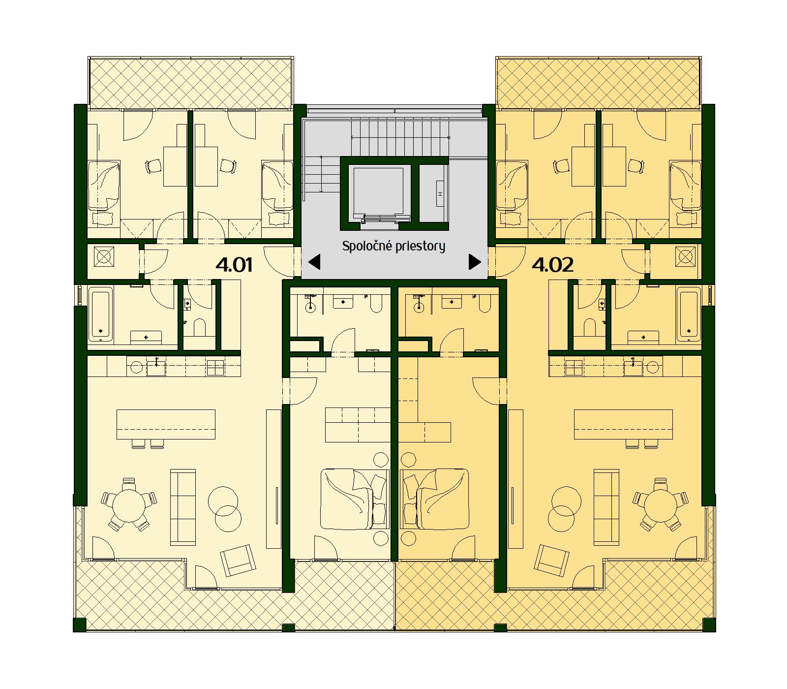 Bytový dom Stromová - 4.02 - Pôdorys