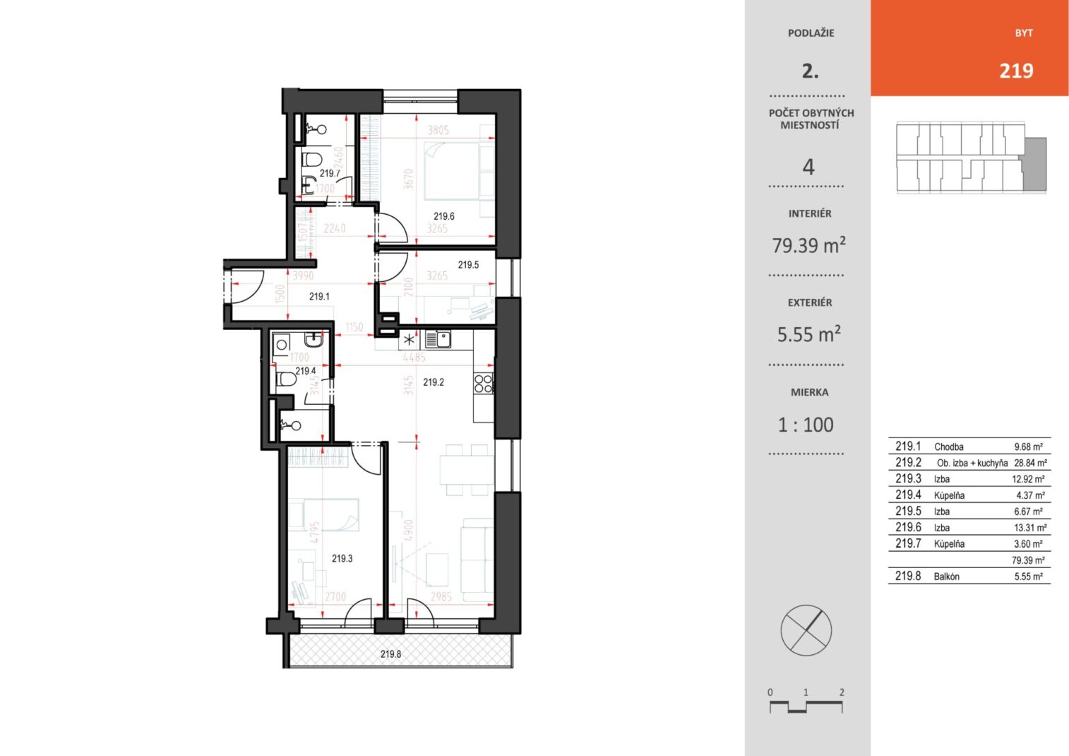 Bytový dom Toryská - 219 - Pôdorys