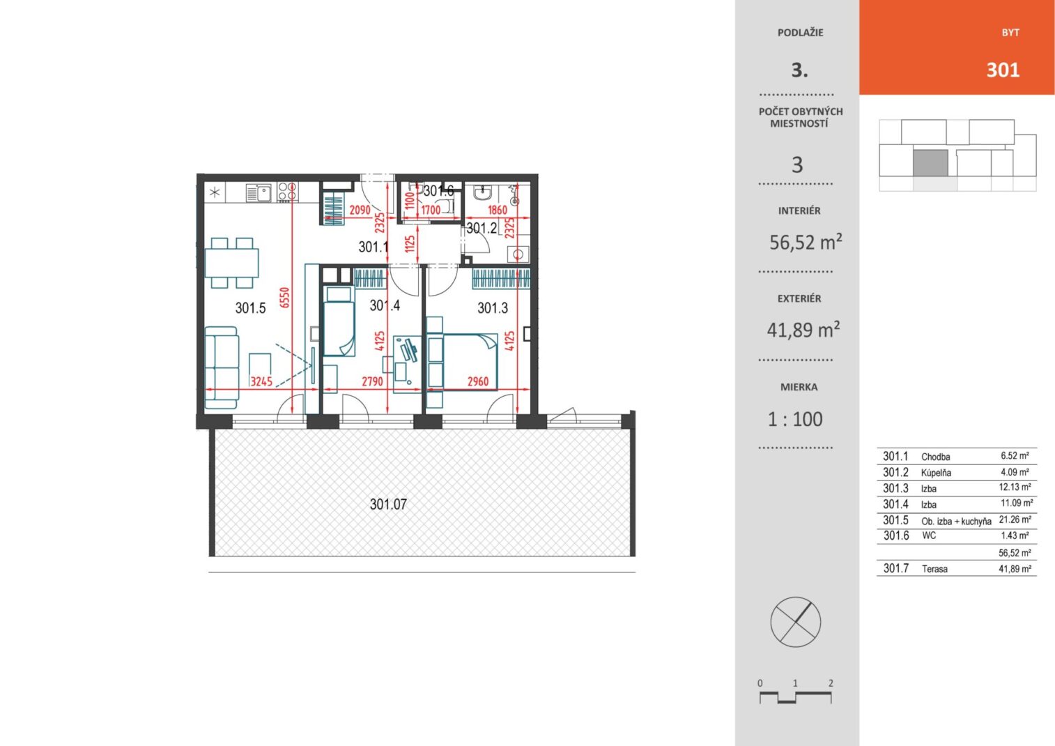 Bytový dom Toryská - 301 - Pôdorys