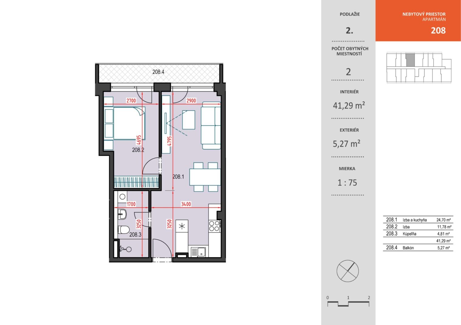 Bytový dom Toryská - NP c. 208 - Pôdorys