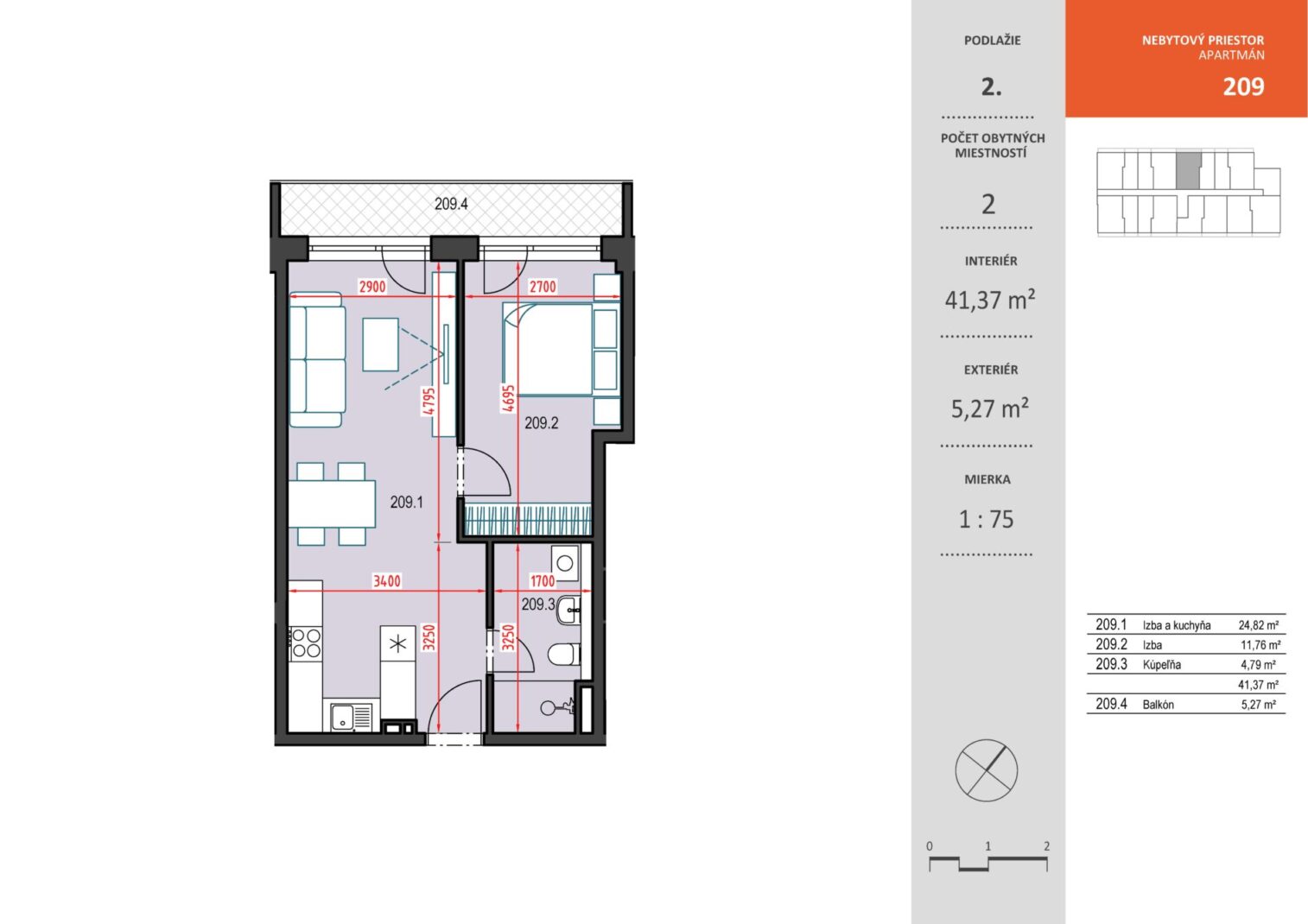 Bytový dom Toryská - NP c. 209 - Pôdorys
