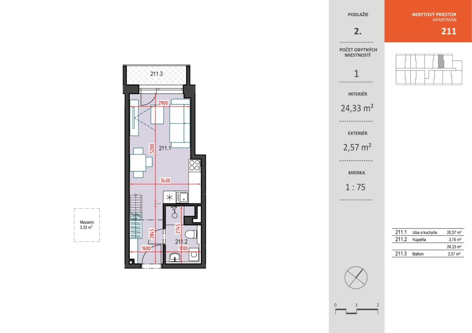 Bytový dom Toryská - NP c. 211 - Pôdorys