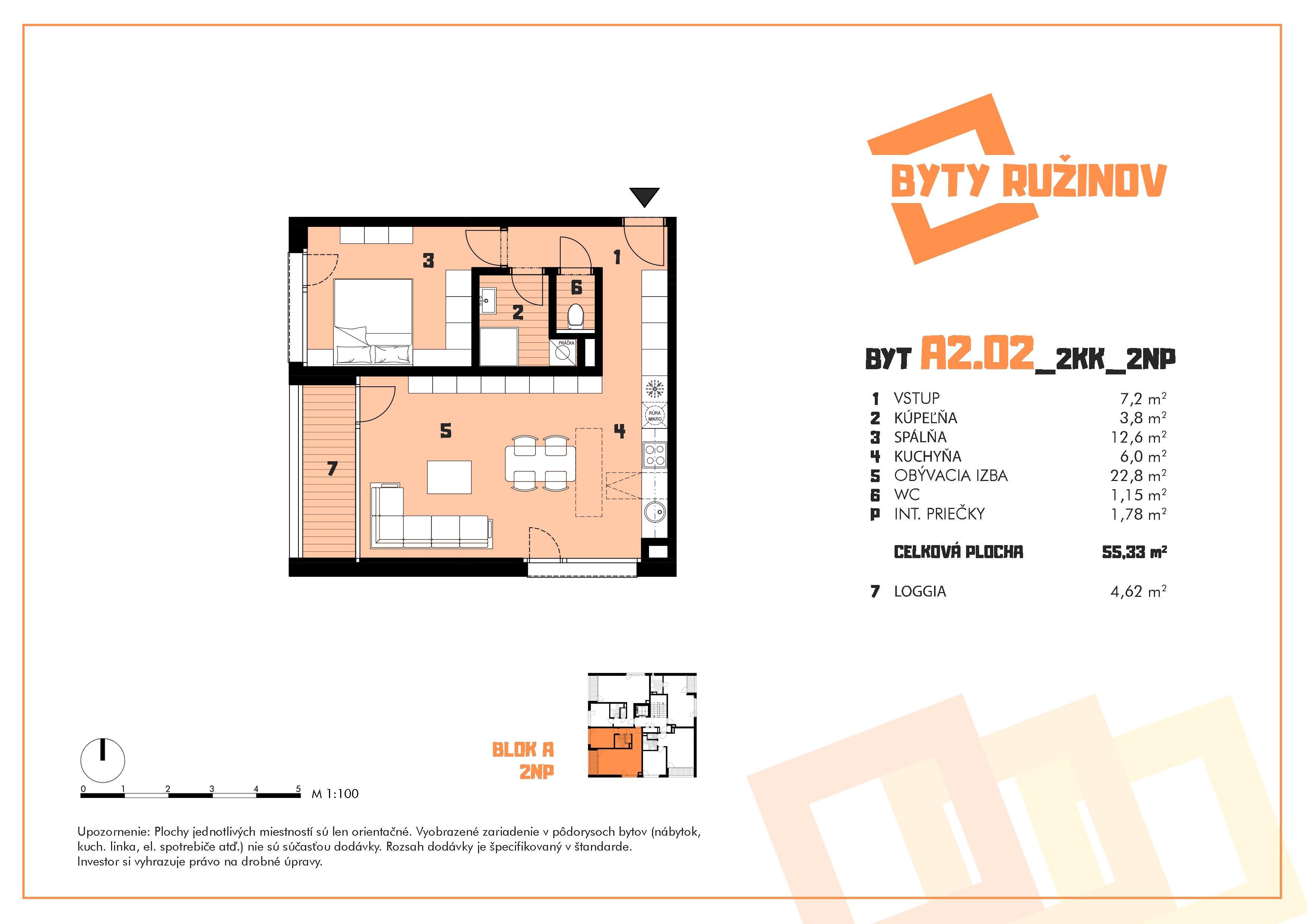 Byty Ružinov - A2.02 - Pôdorys