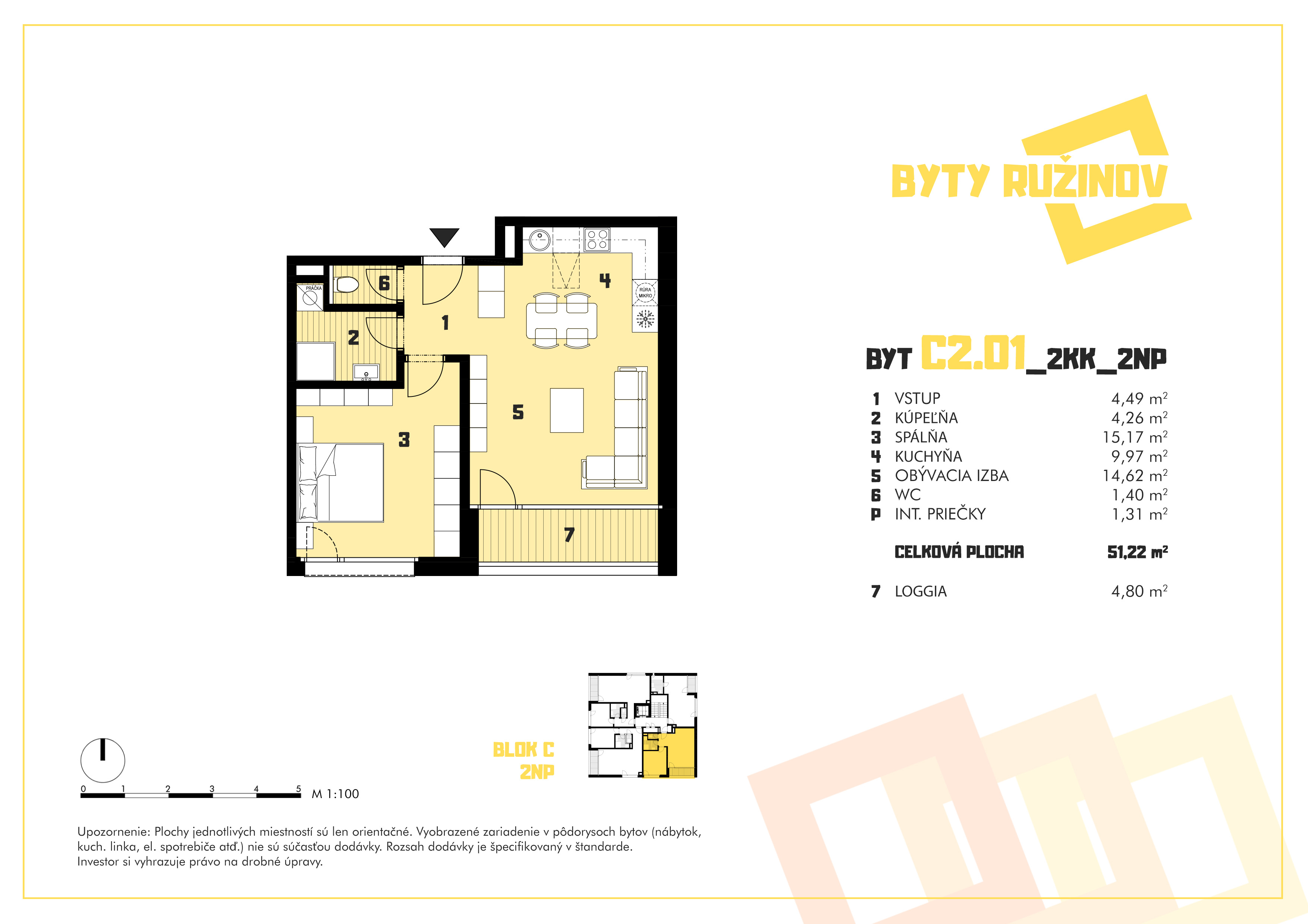 Byty Ružinov - C2.01 - Pôdorys