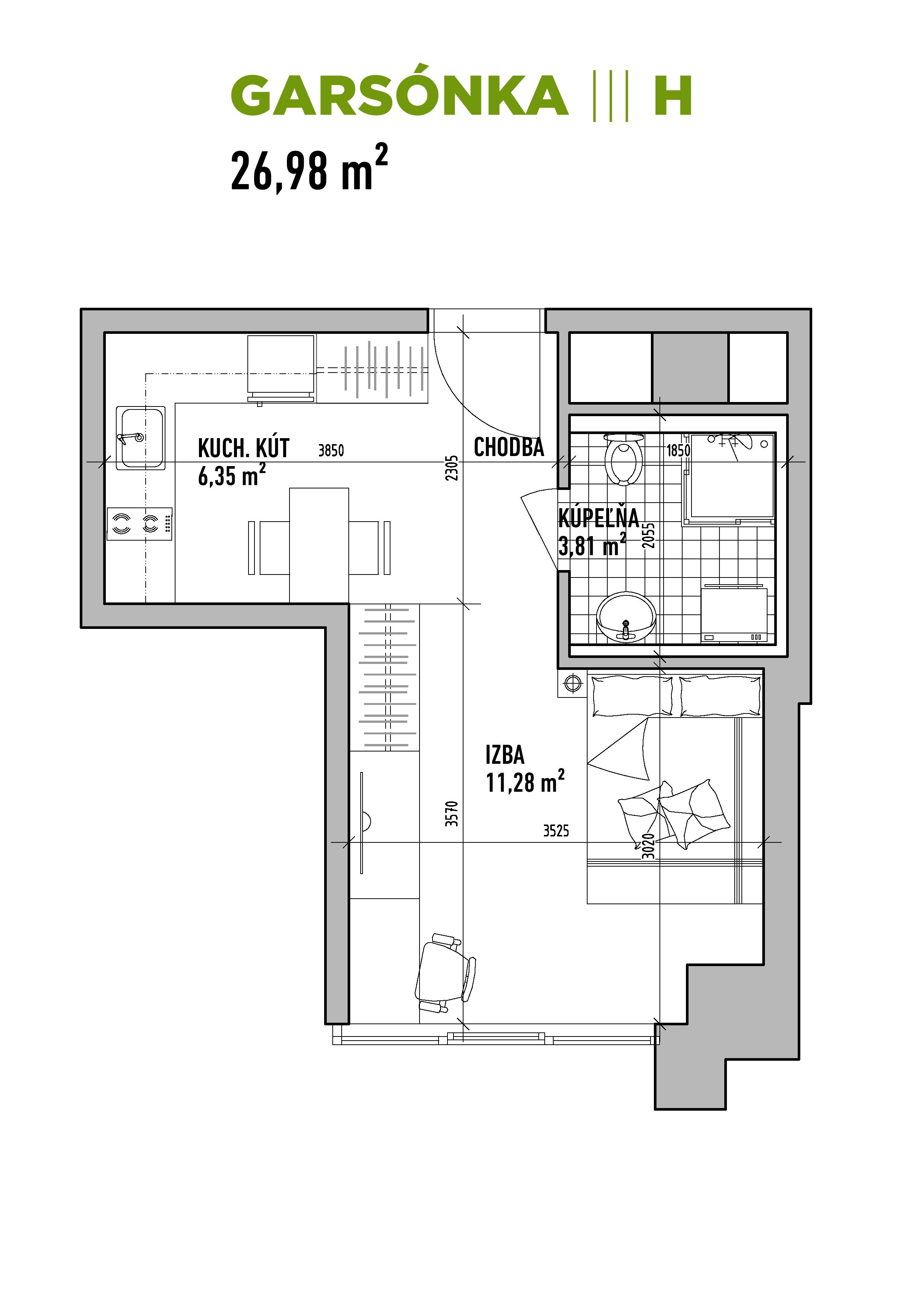 Byty Stavbárska - H - Pôdorys