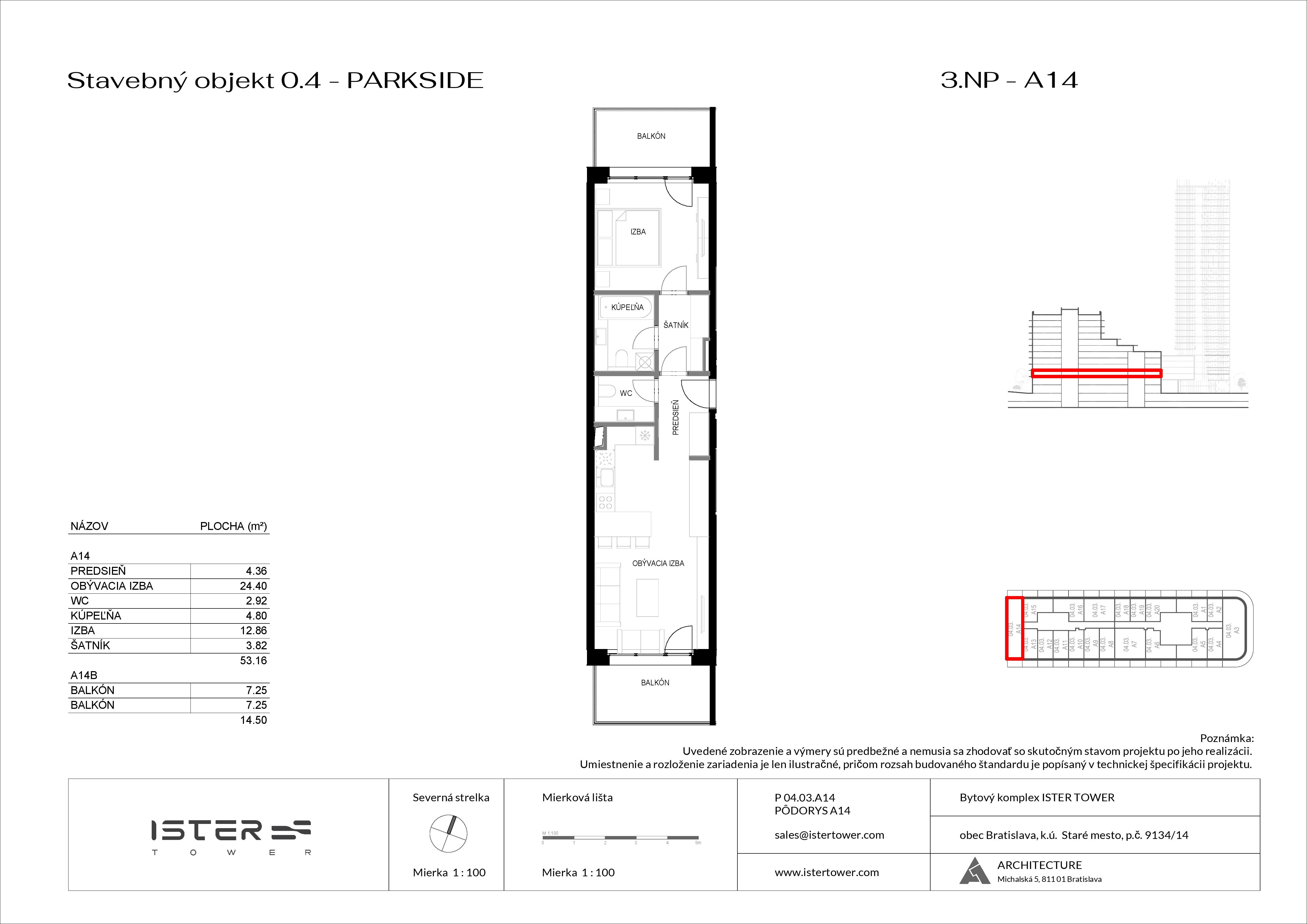 Ister Tower - PS 03 A14 - Pôdorys
