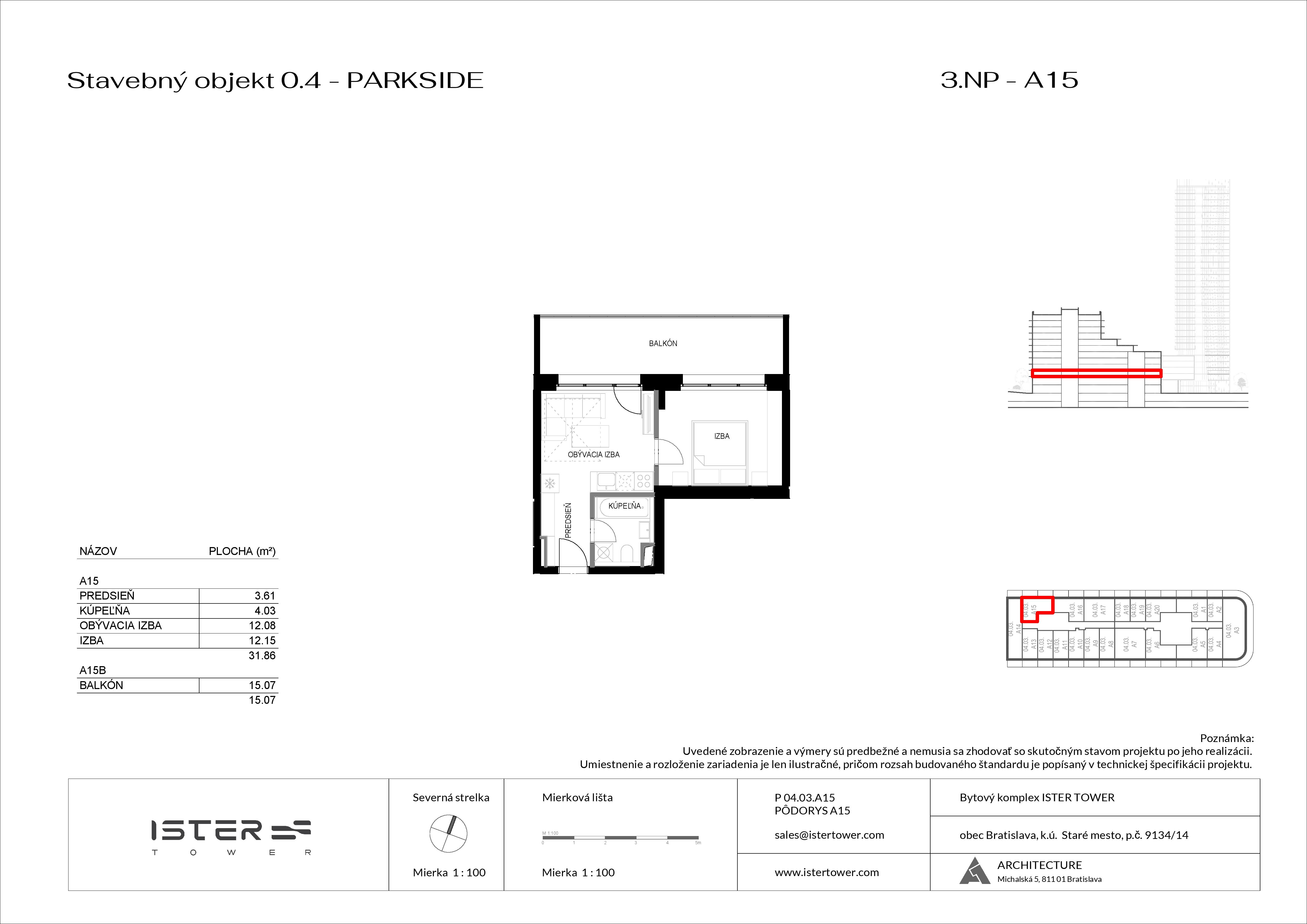 Ister Tower - PS 03 A15 - Pôdorys