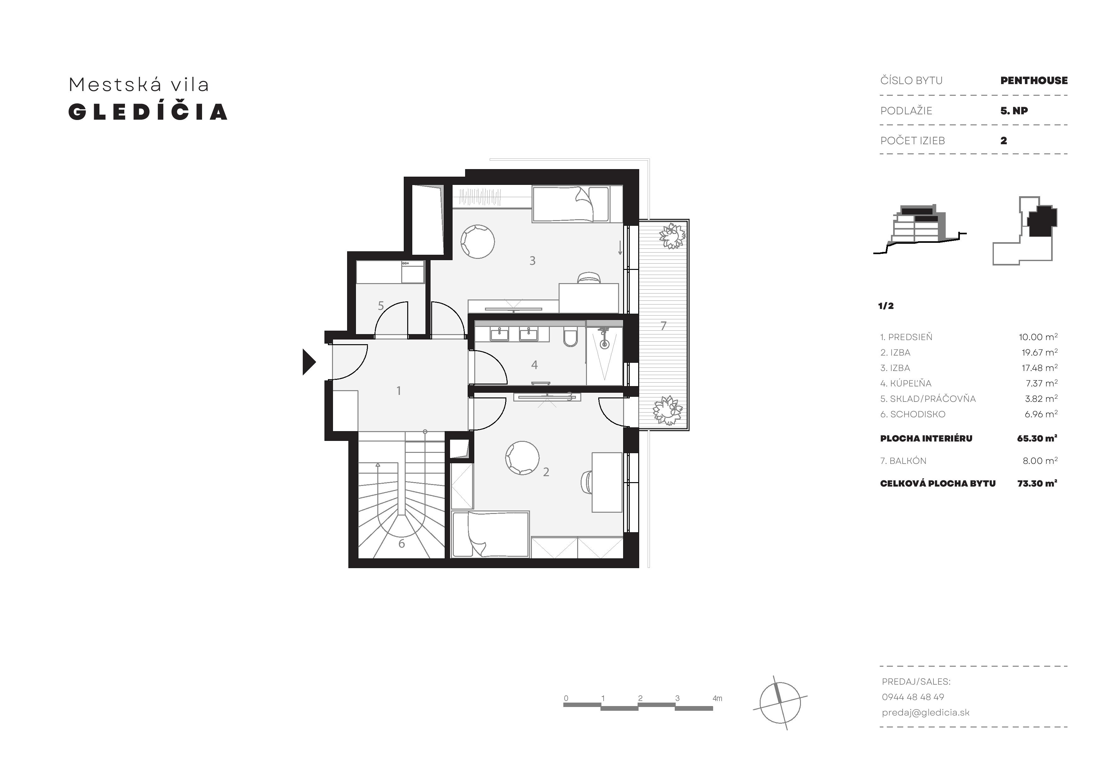 Mestská vila Gledíčia - Penthouse - Pôdorys