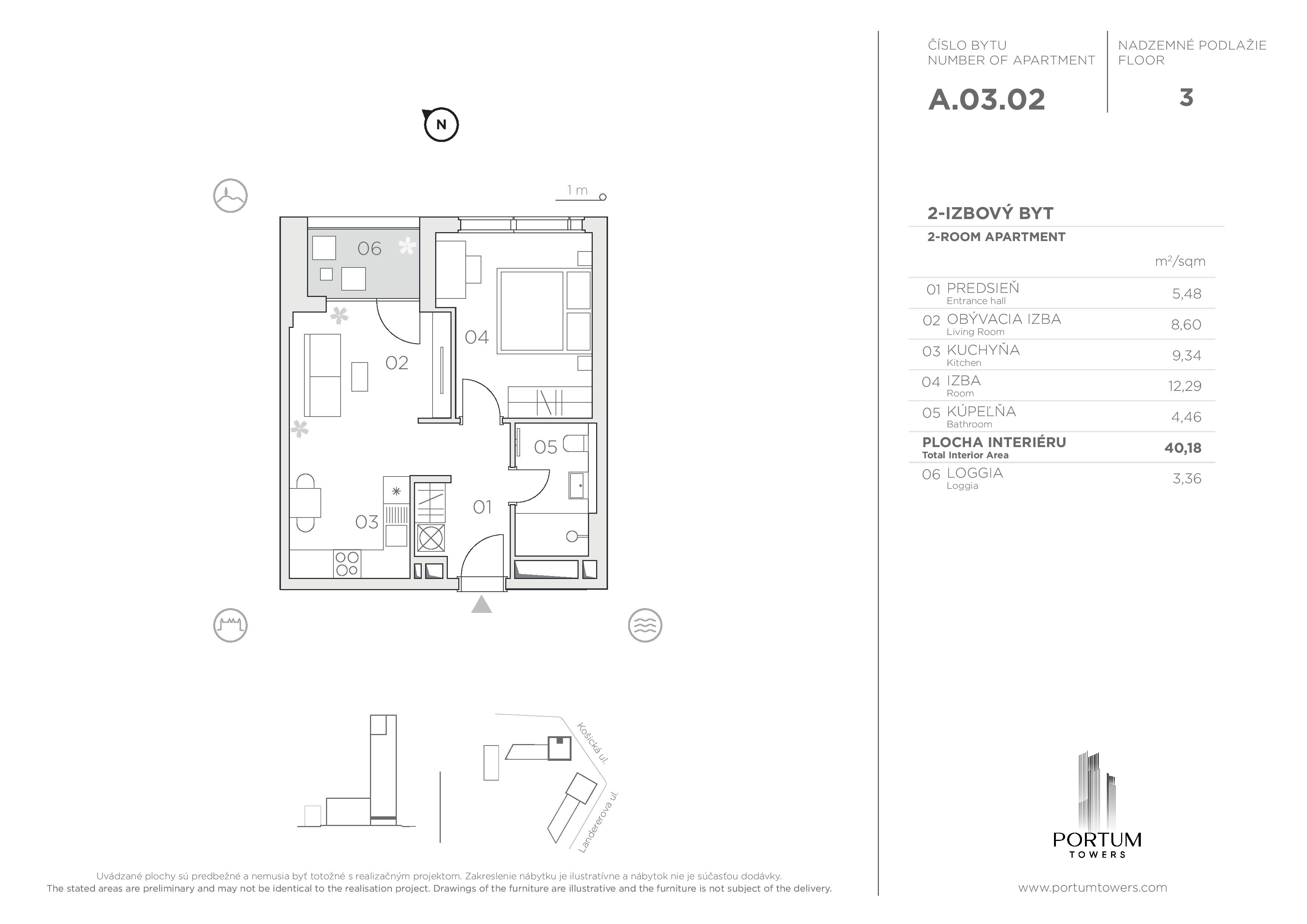 Portum Towers - A.03.02 - Pôdorys