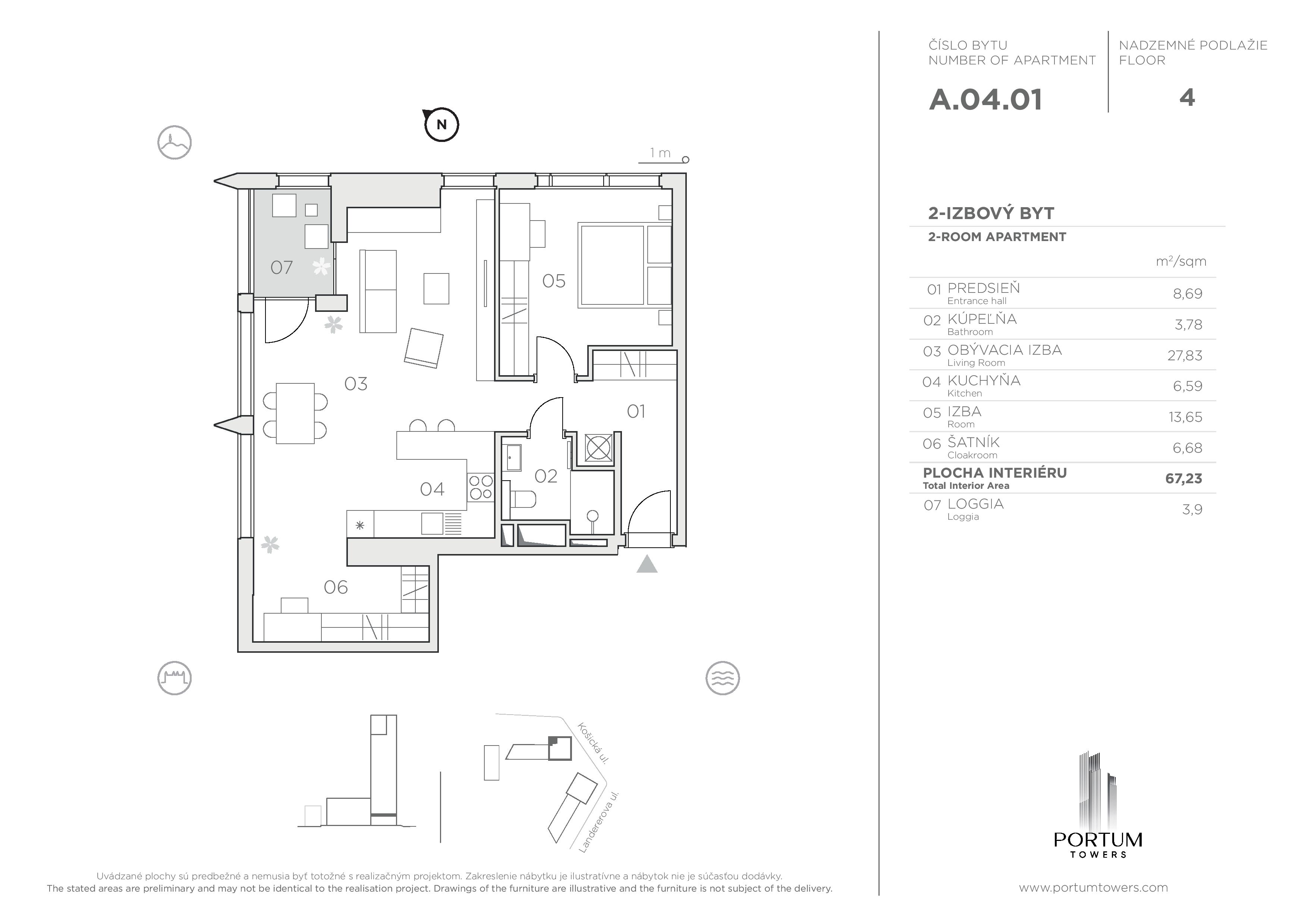 Portum Towers - A.04.01 - Pôdorys