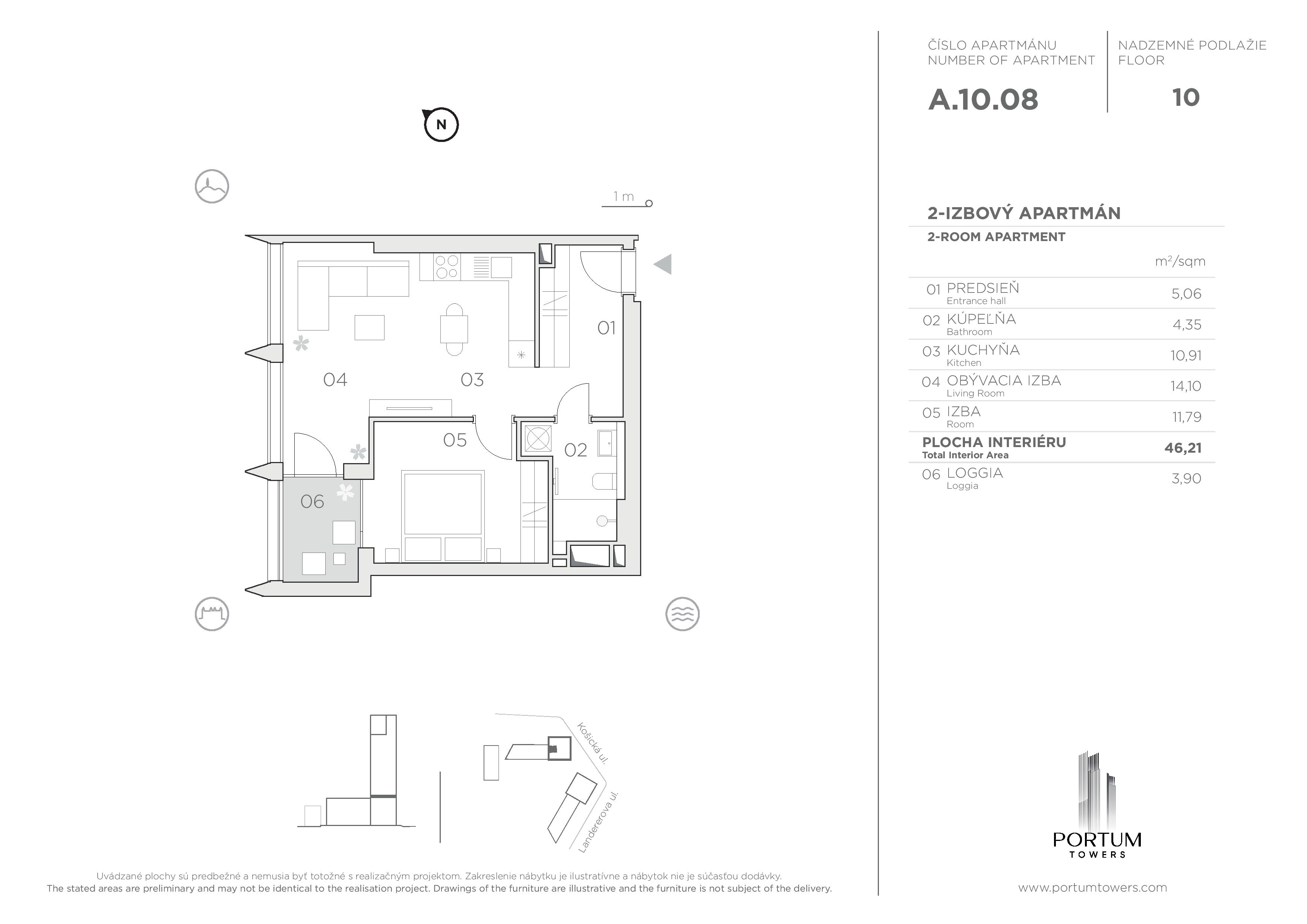Portum Towers - A.10.08 - Pôdorys