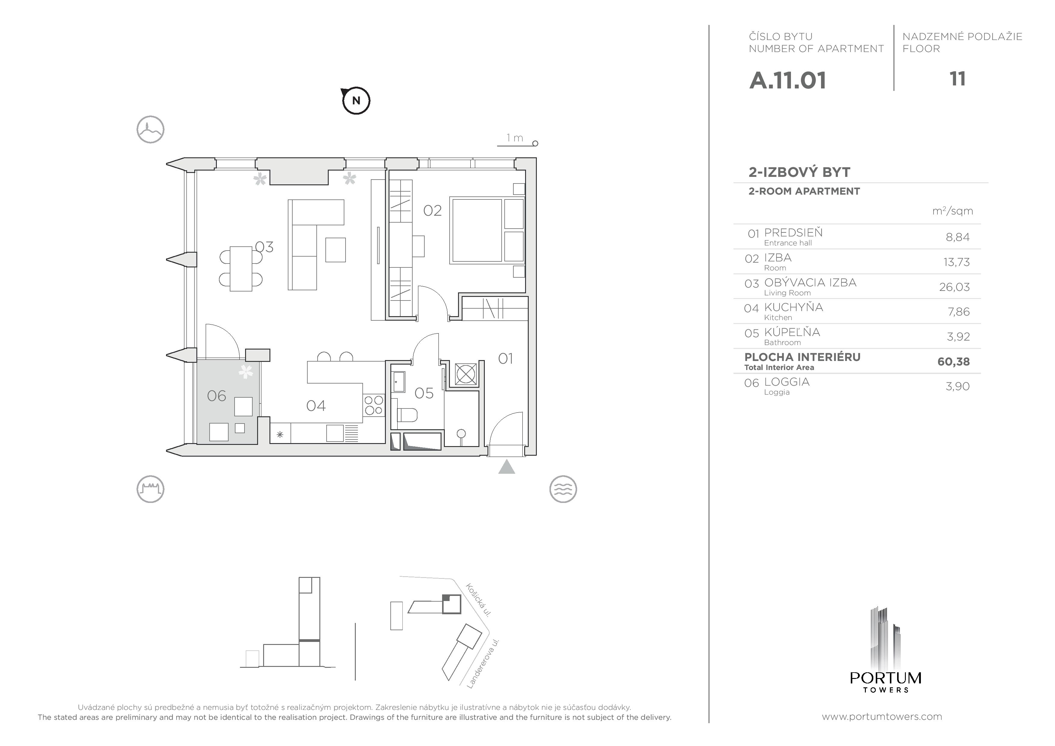Portum Towers - A.11.01 - Pôdorys