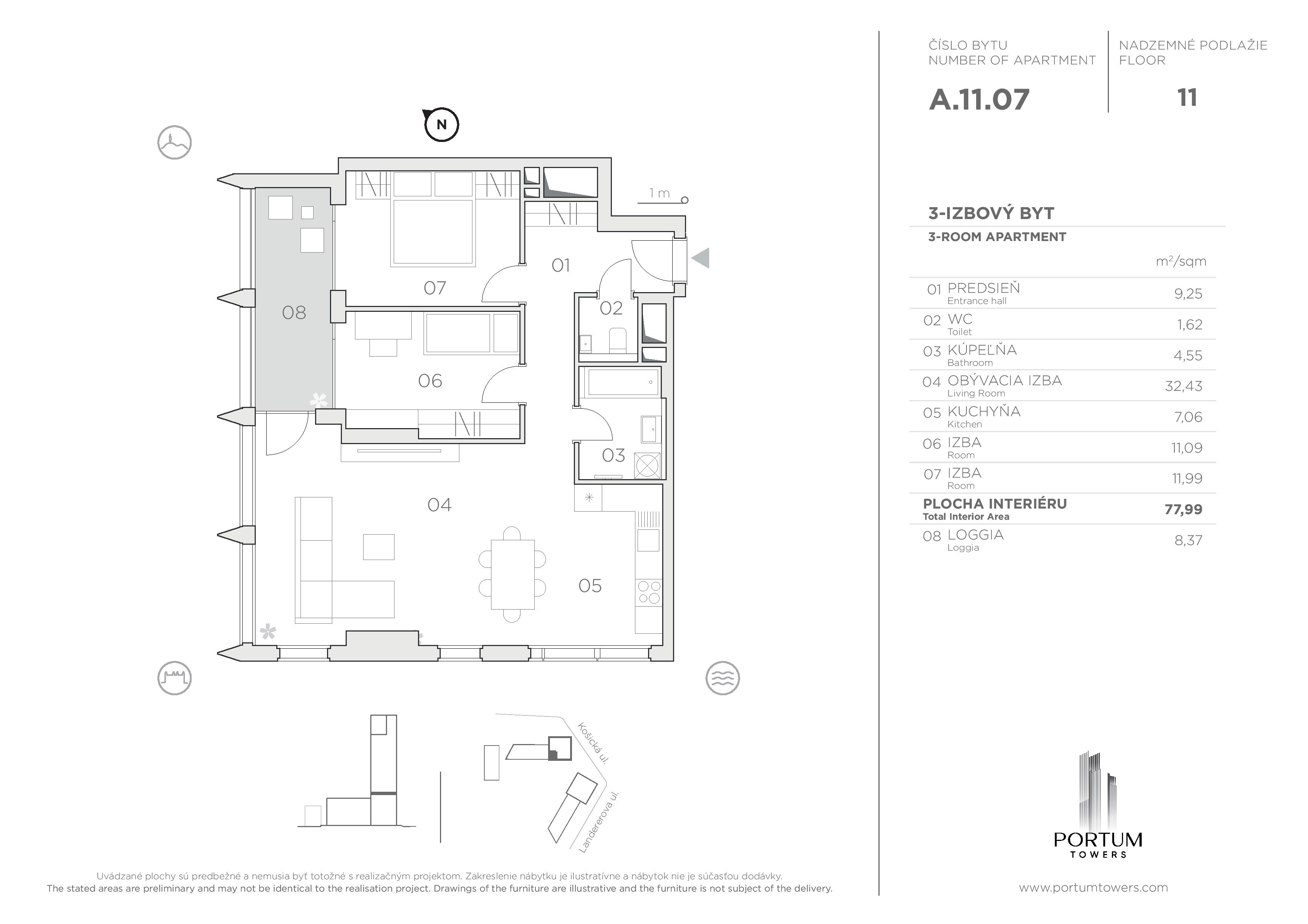 Portum Towers - A.11.07 - Pôdorys