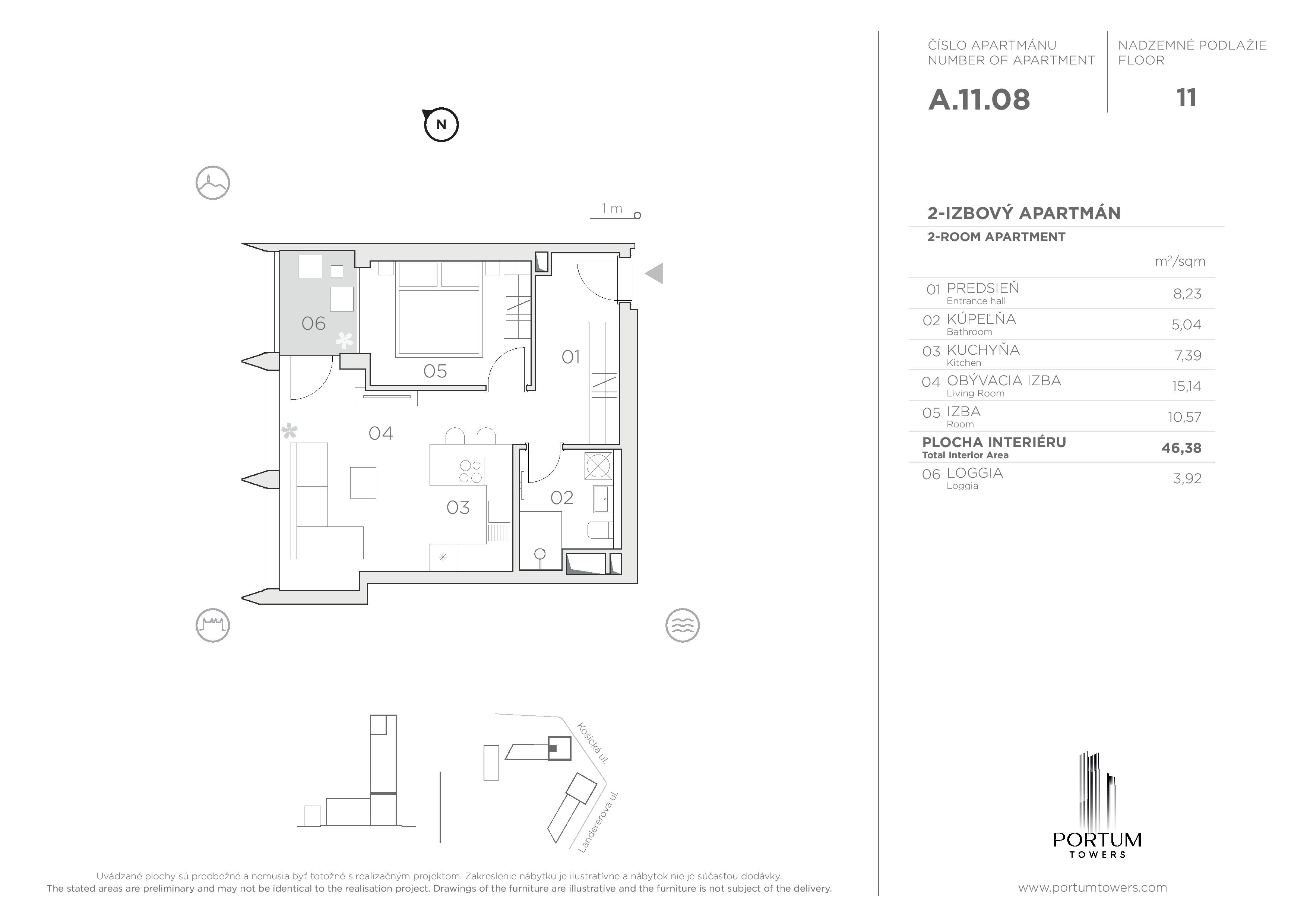 Portum Towers - A.11.08 - Pôdorys