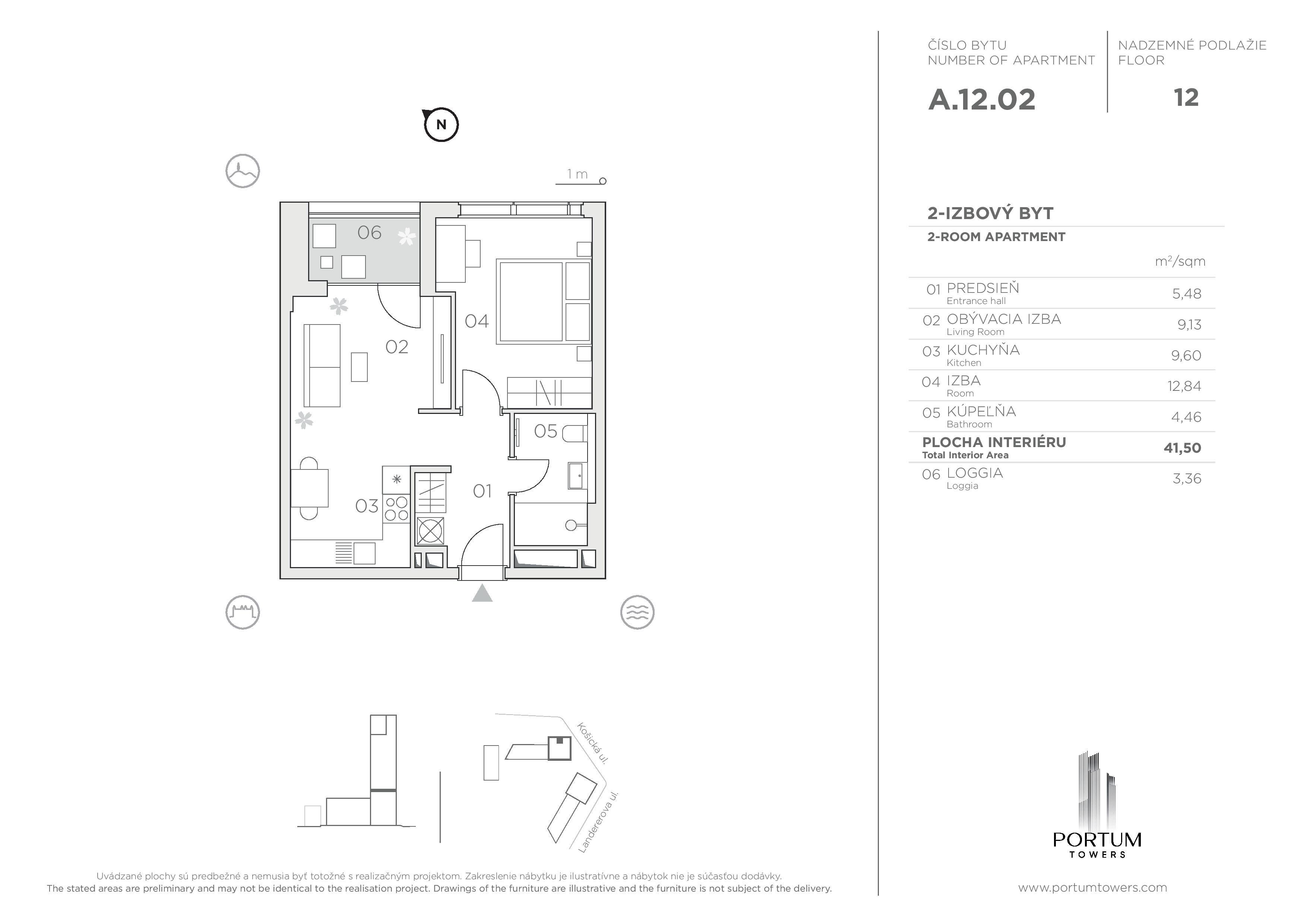 Portum Towers - A.12.02 - Pôdorys
