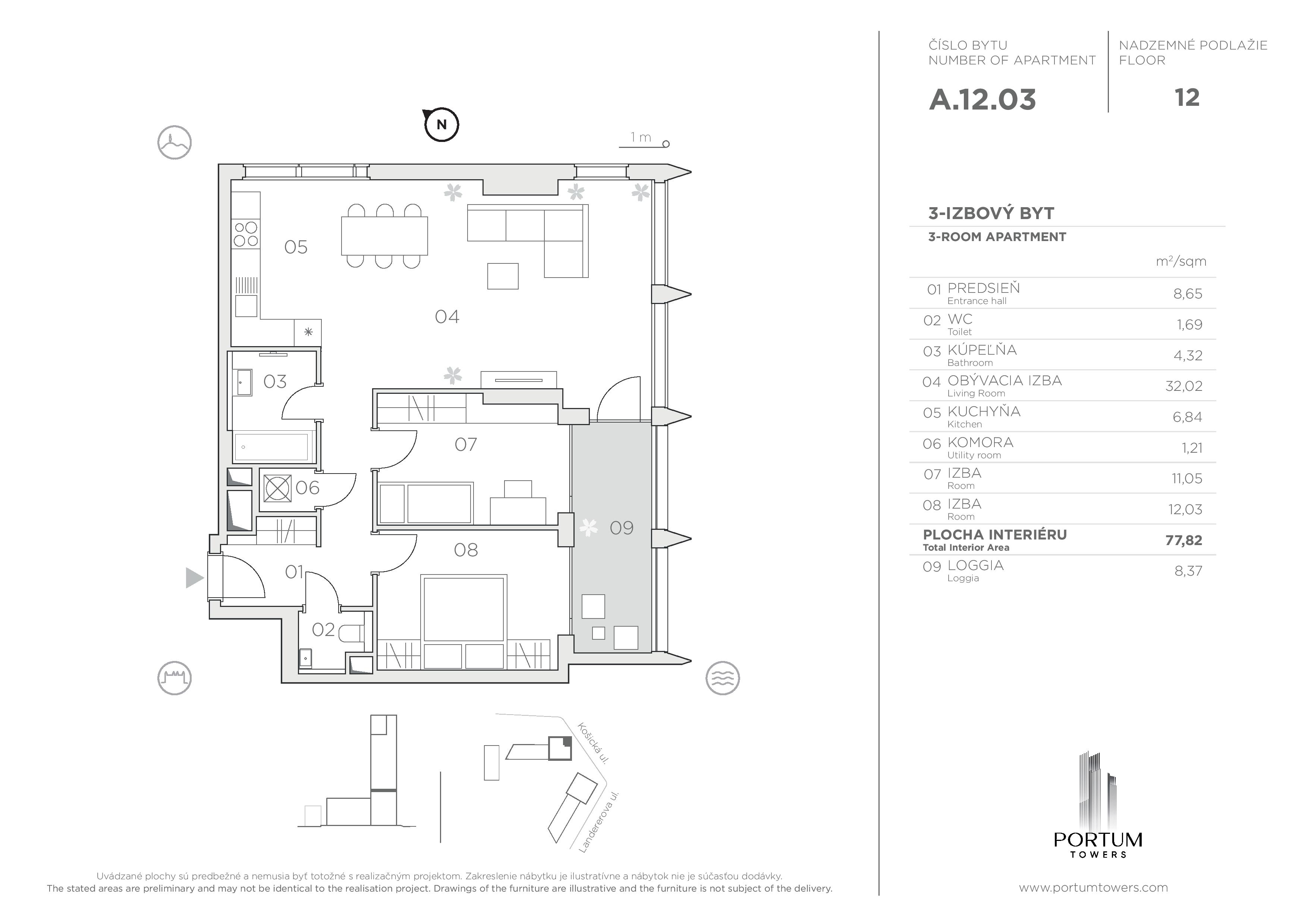 Portum Towers - A.12.03 - Pôdorys