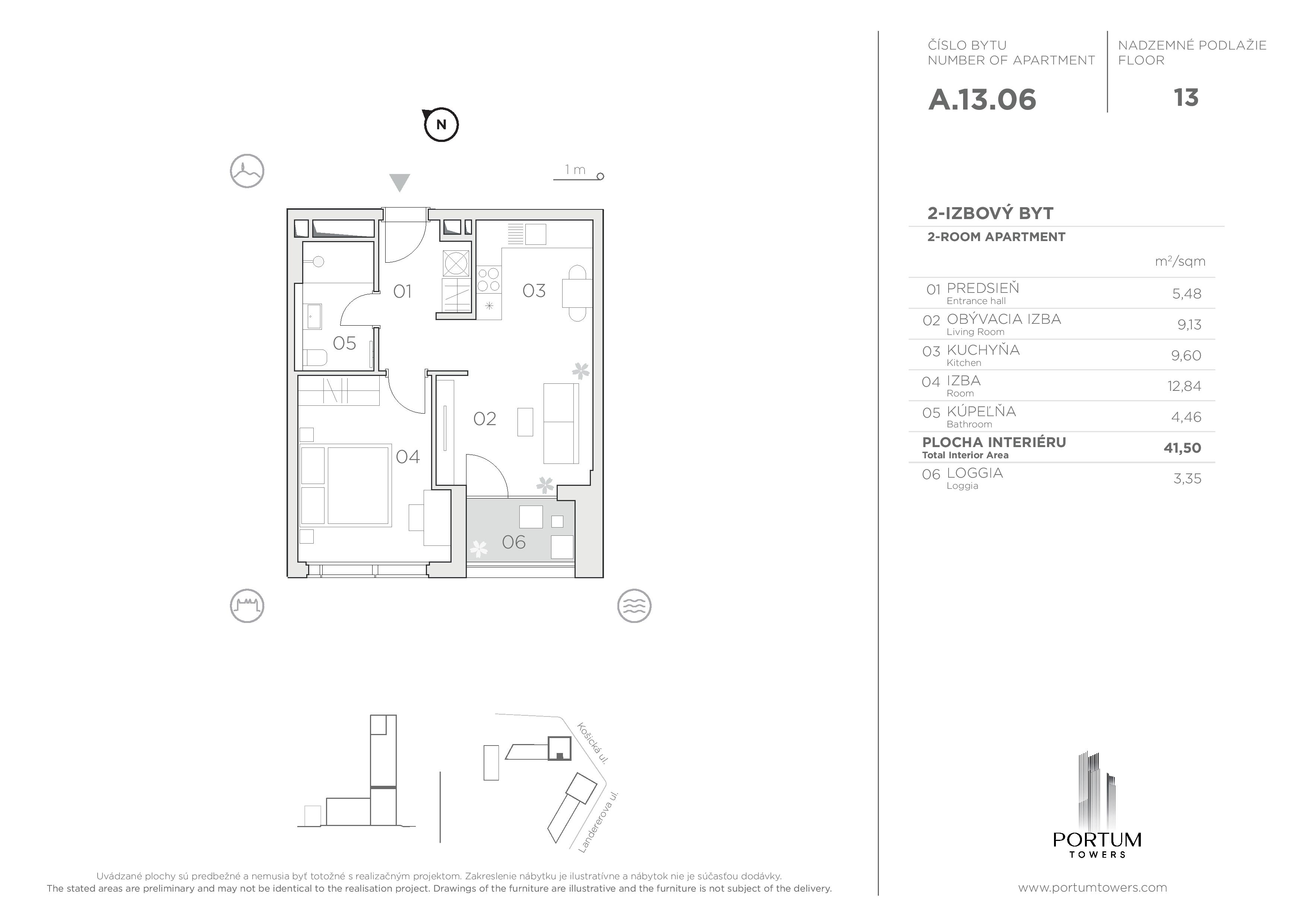 Portum Towers - A.13.06 - Pôdorys