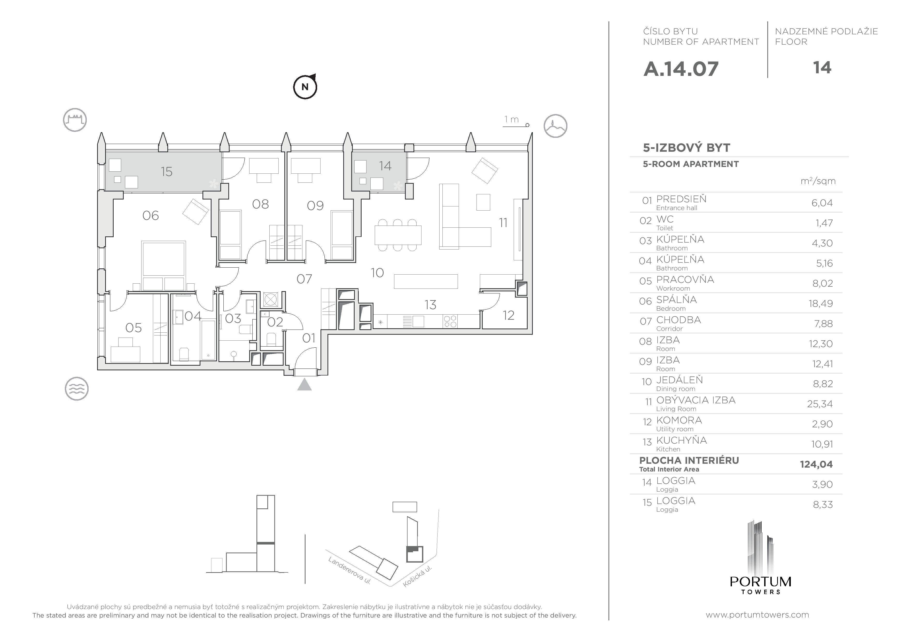 Portum Towers - A.14.07 - Pôdorys