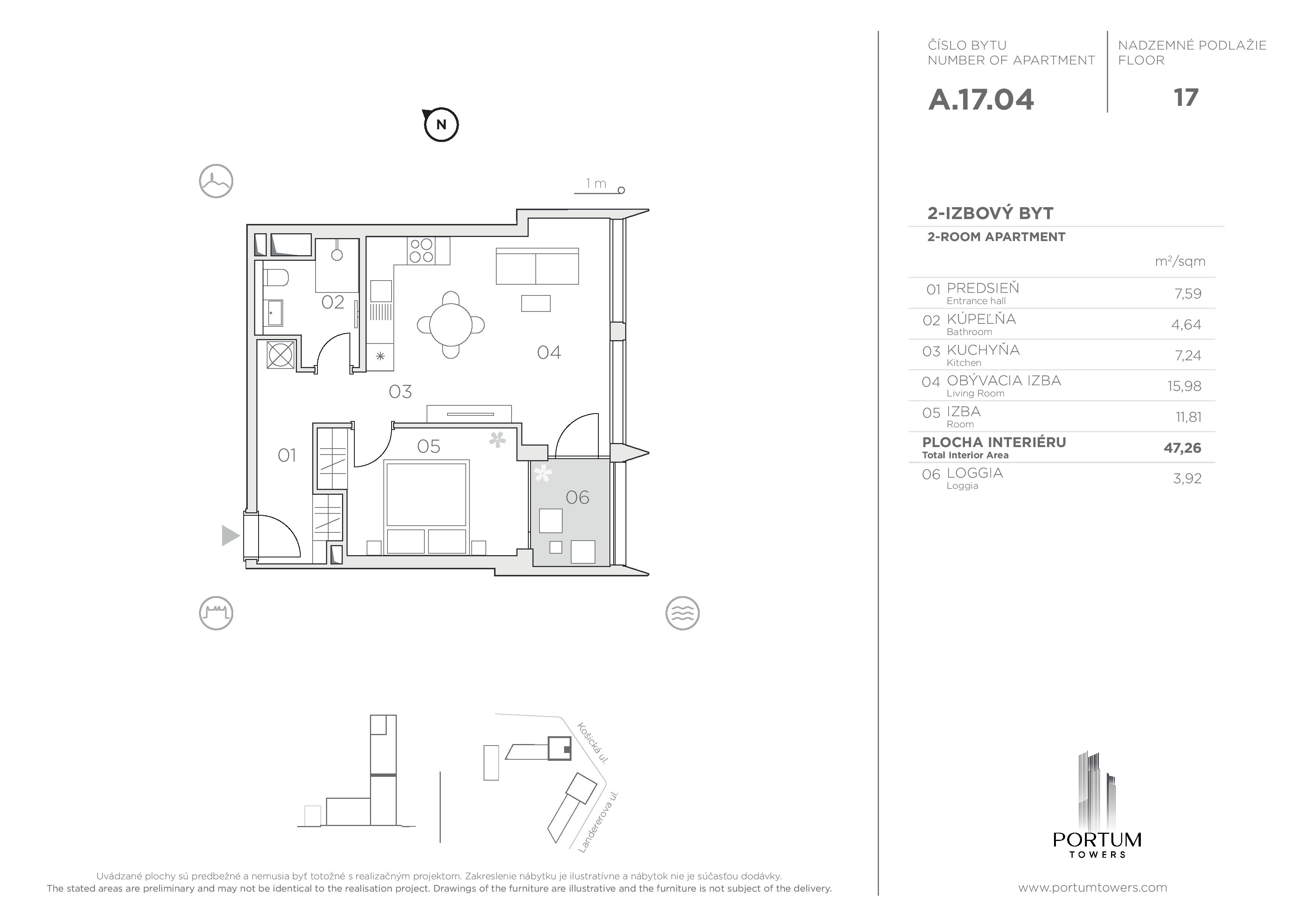 Portum Towers - A.17.04 - Pôdorys