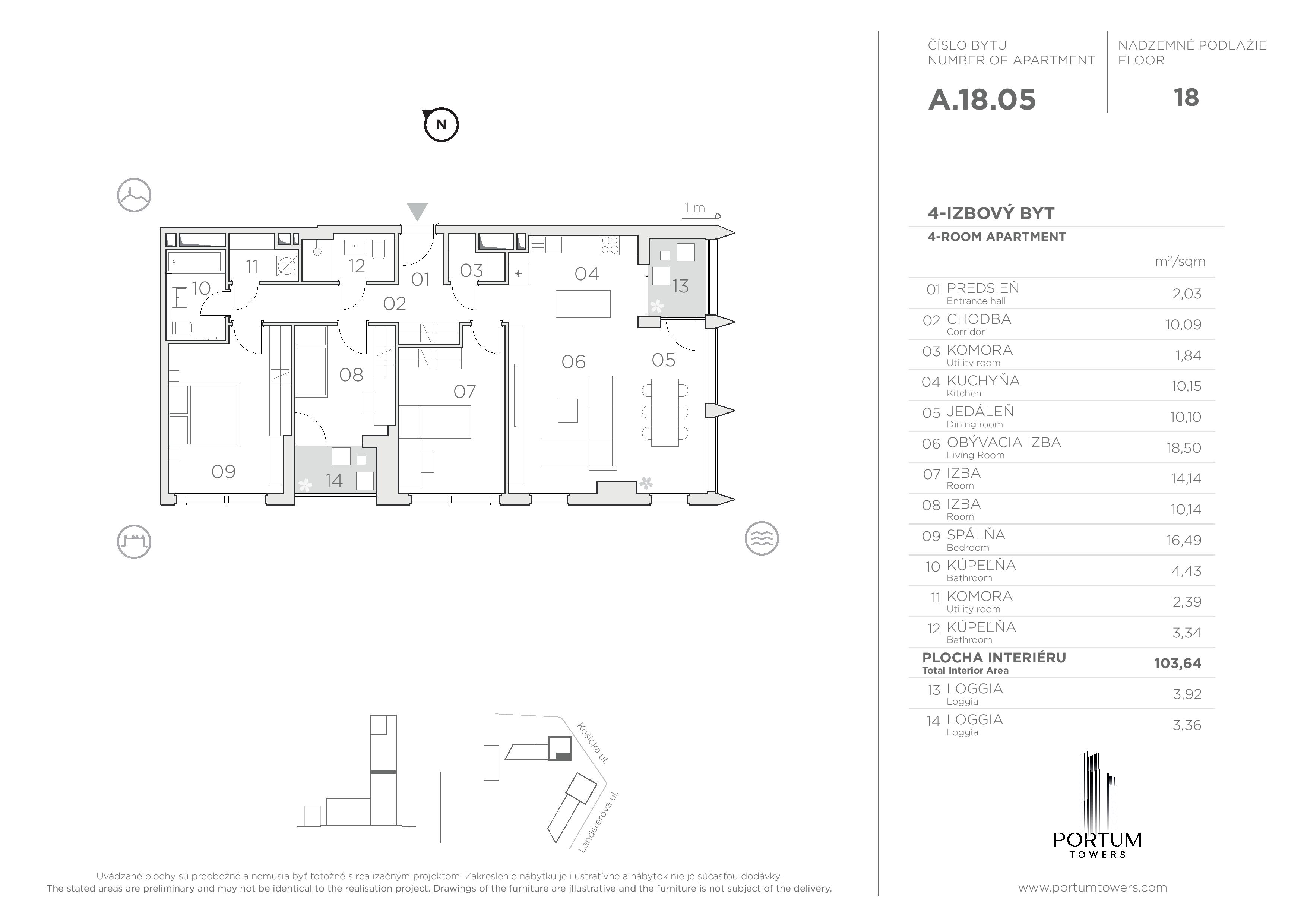 Portum Towers - A.18.05 - Pôdorys