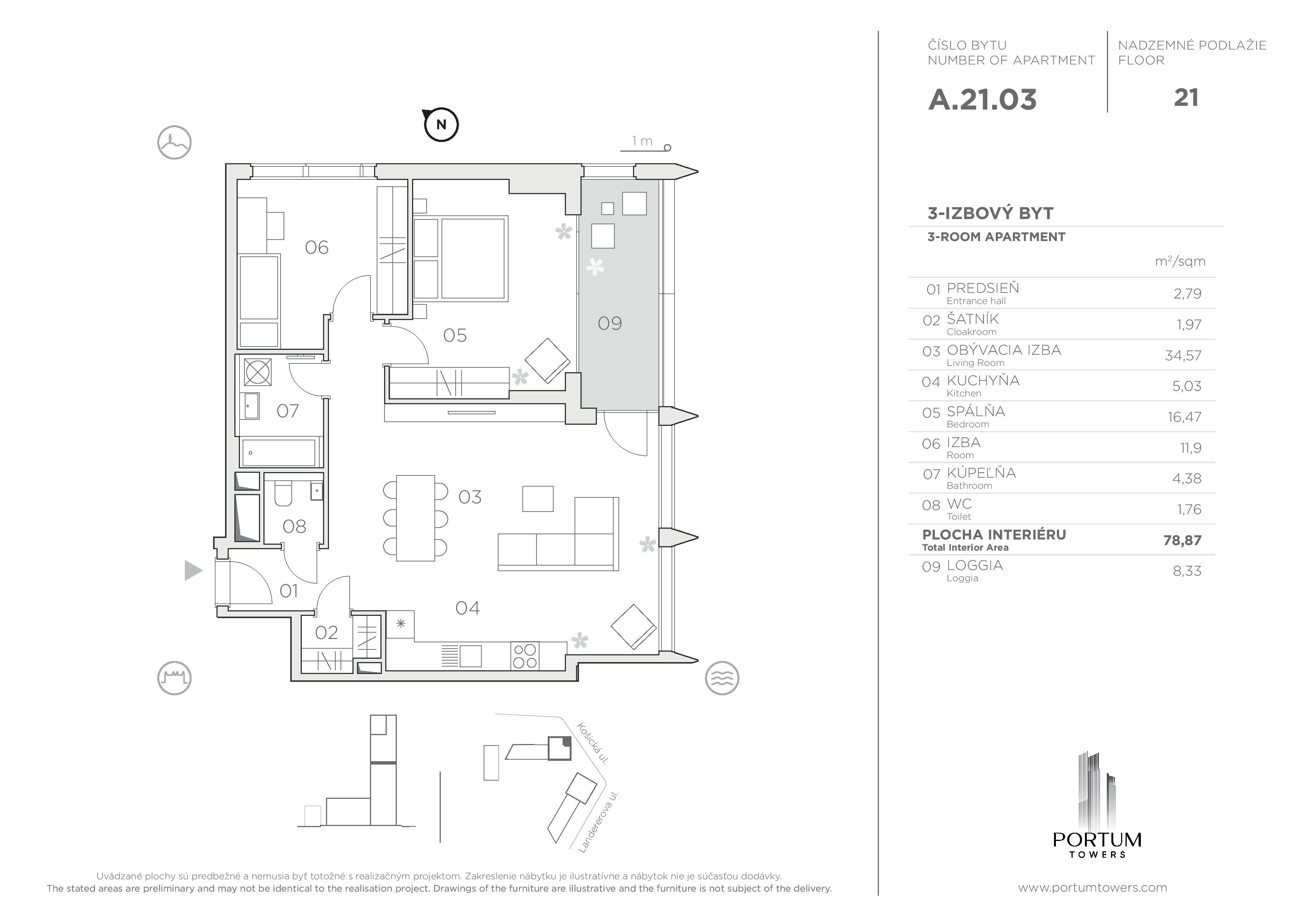 Portum Towers - A.21.03 - Pôdorys
