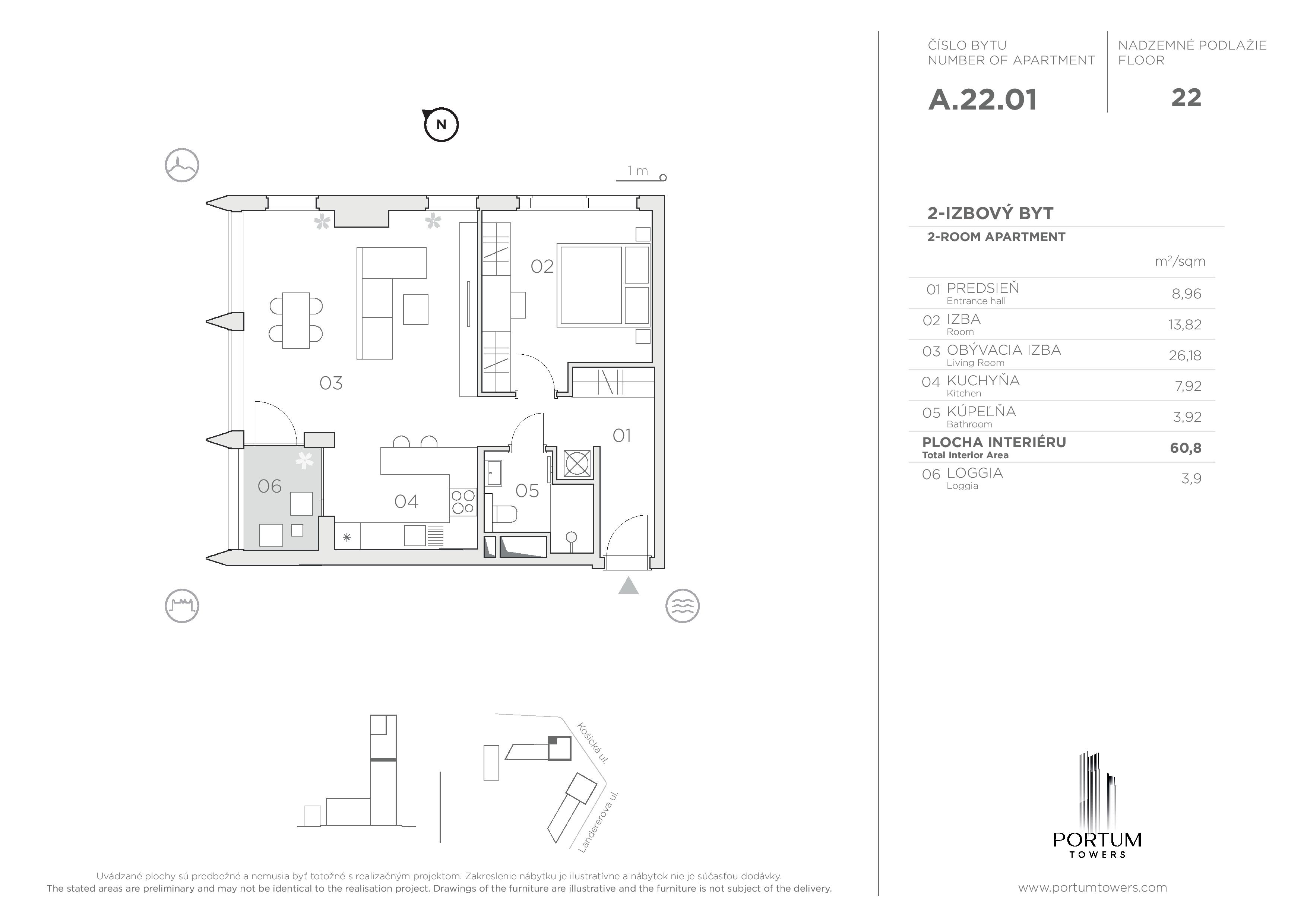 Portum Towers - A.22.01 - Pôdorys