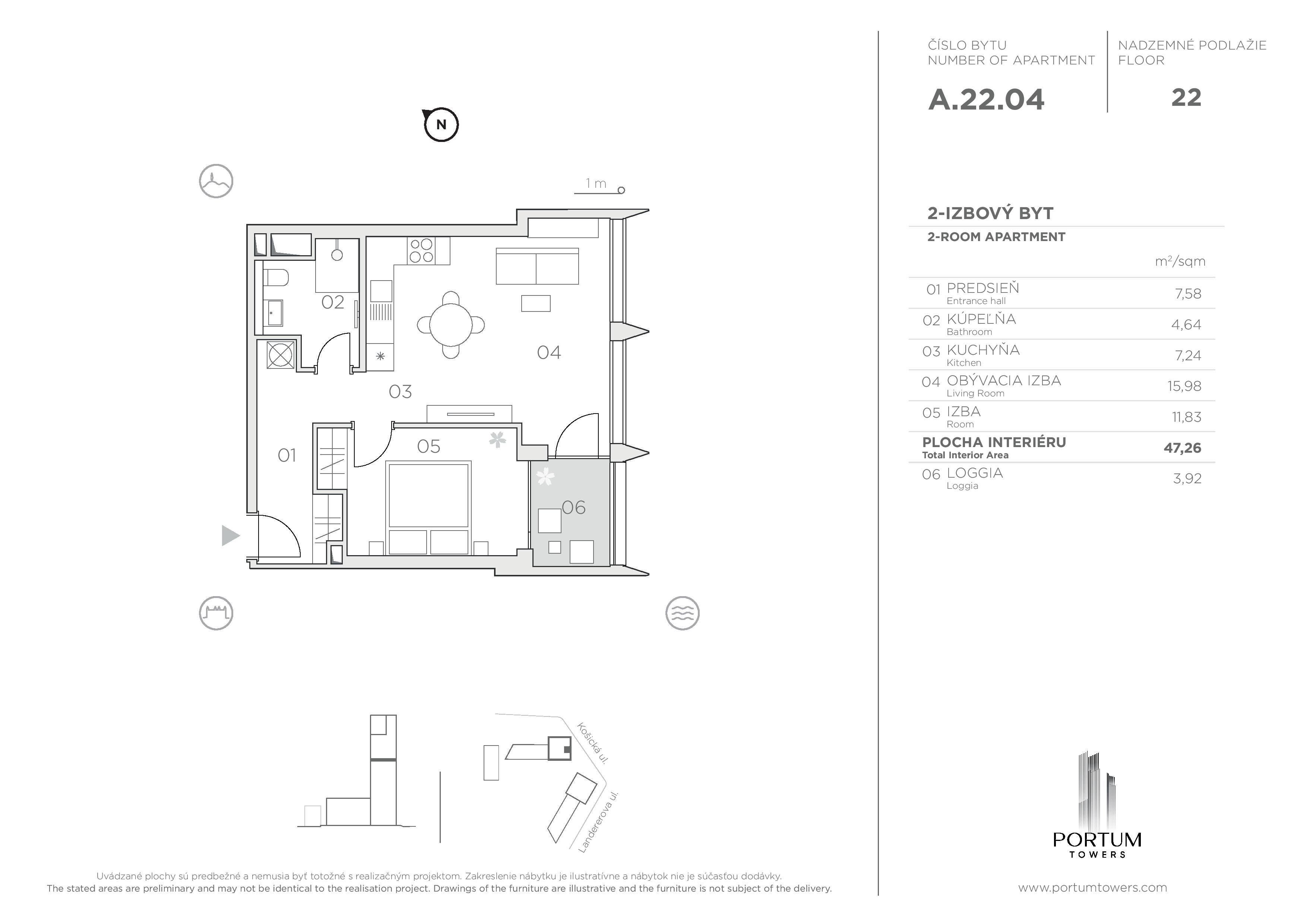 Portum Towers - A.22.04 - Pôdorys