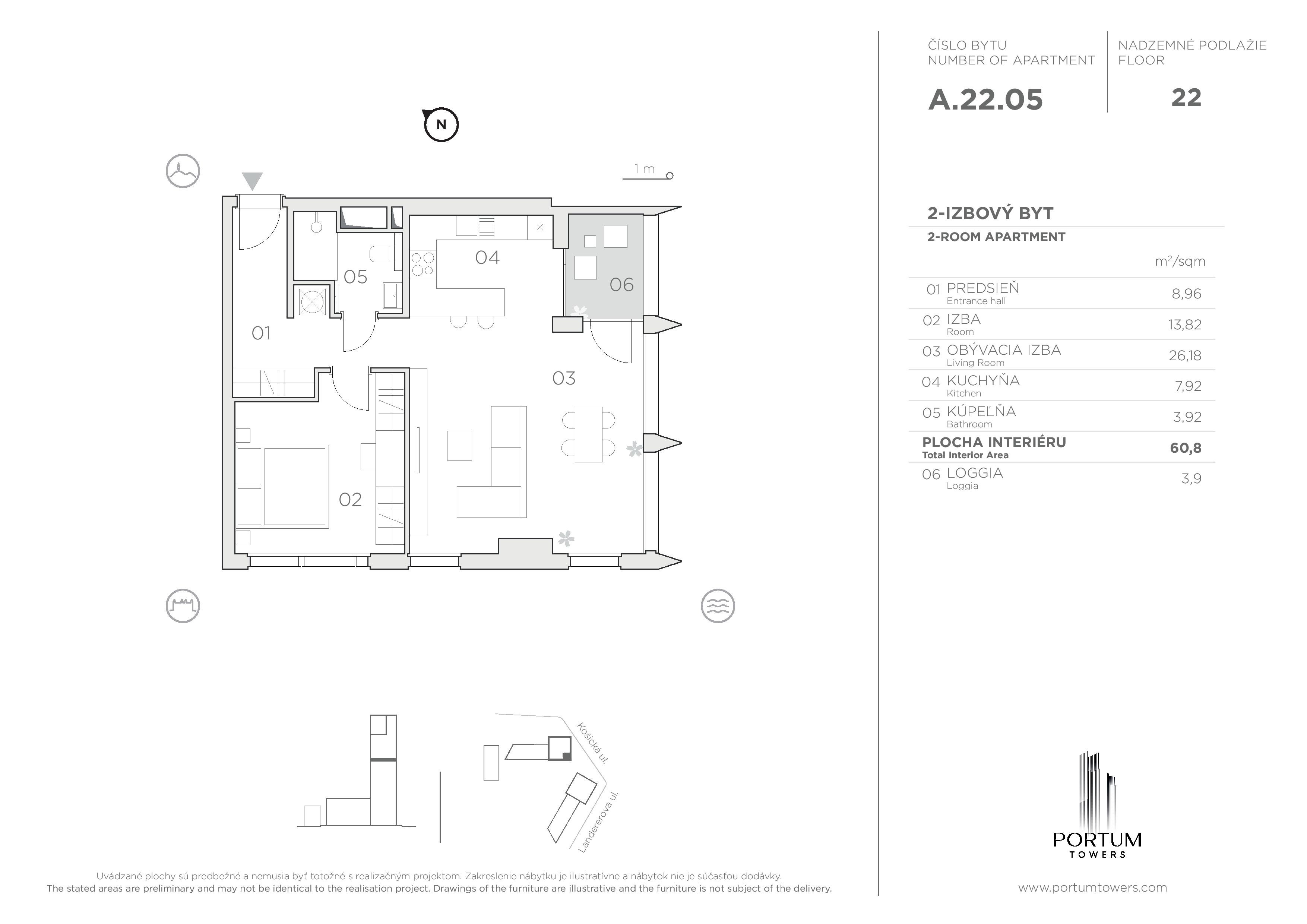 Portum Towers - A.22.05 - Pôdorys