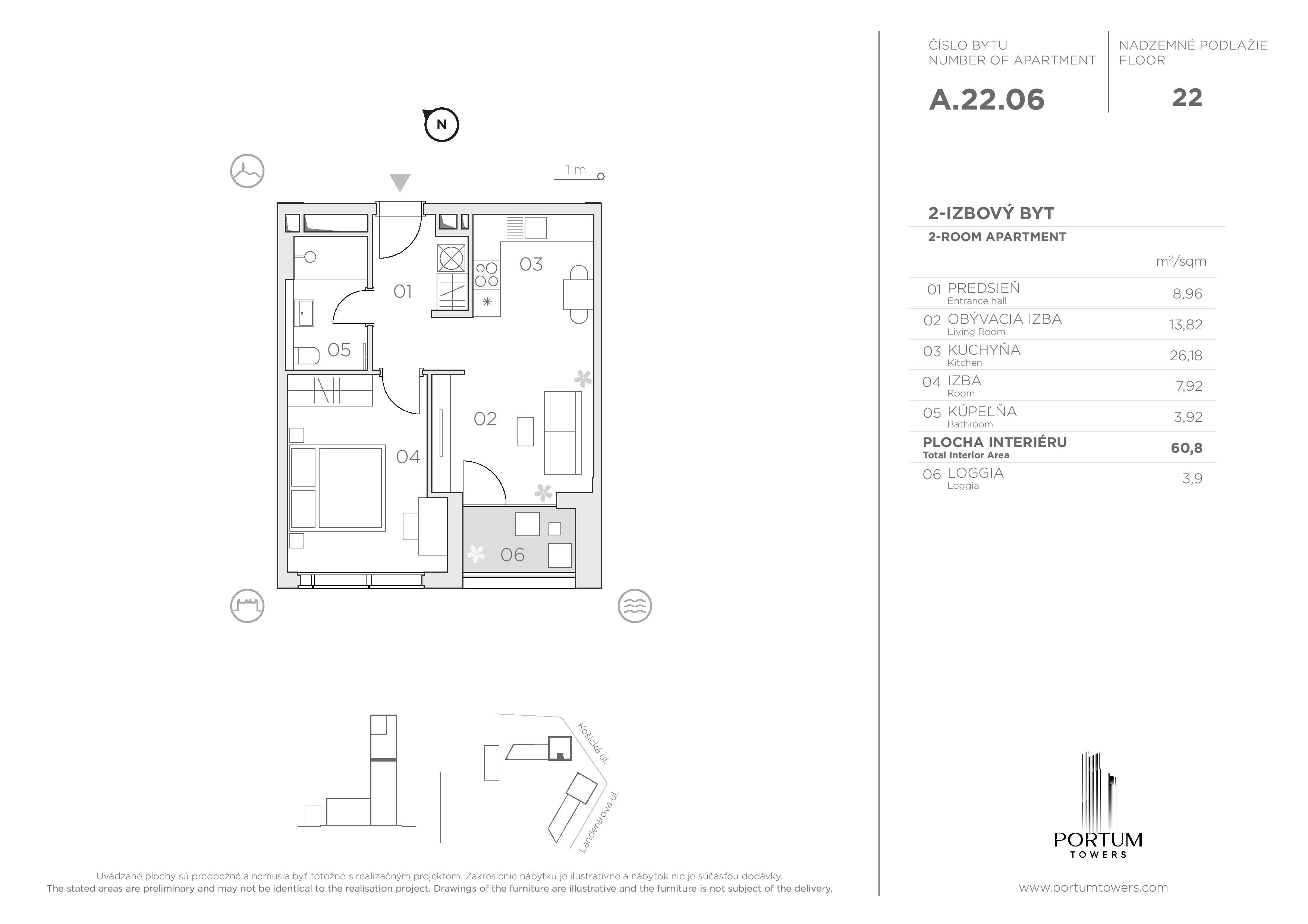 Portum Towers - A.22.06 - Pôdorys