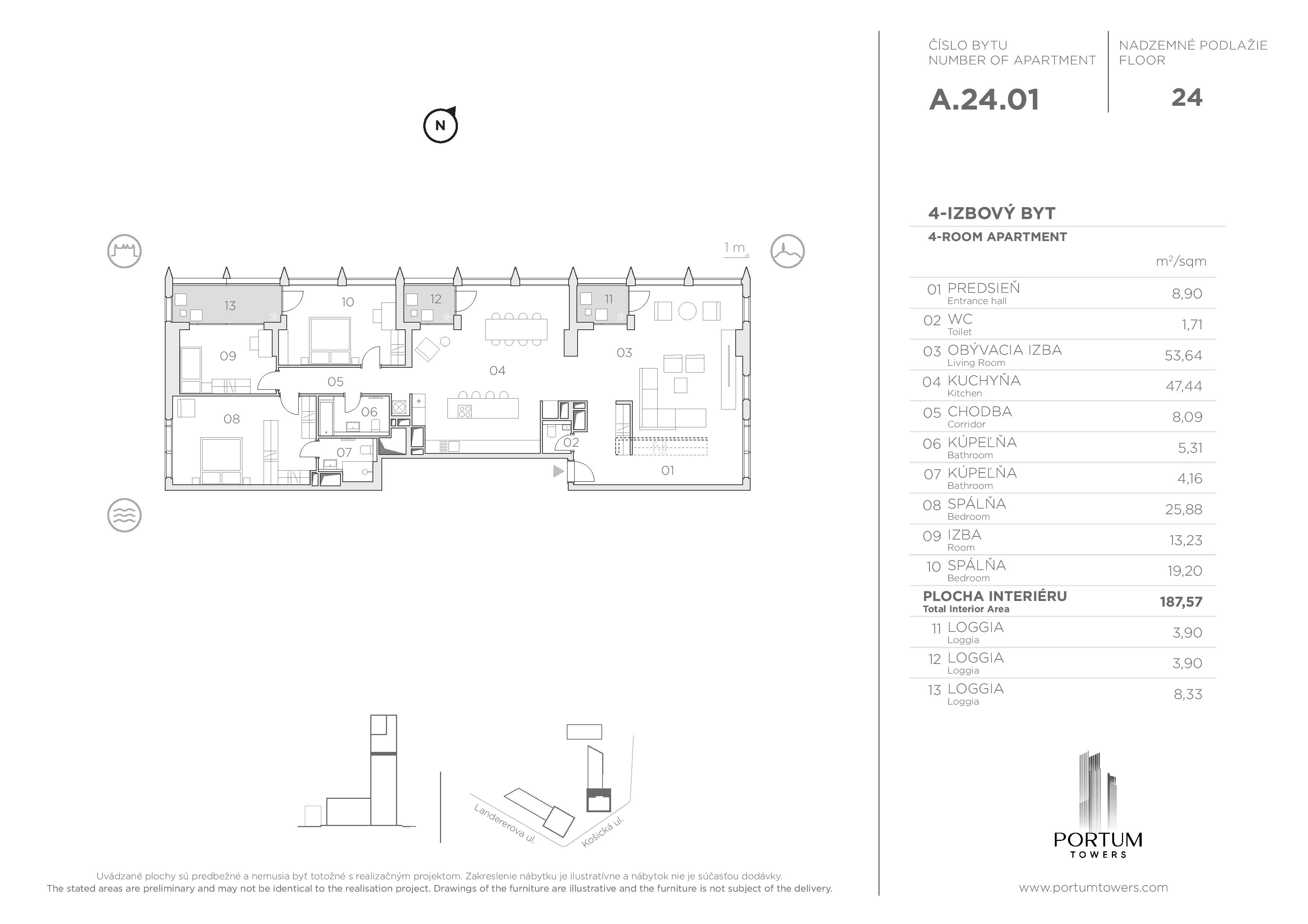 Portum Towers - A.24.01 - Pôdorys