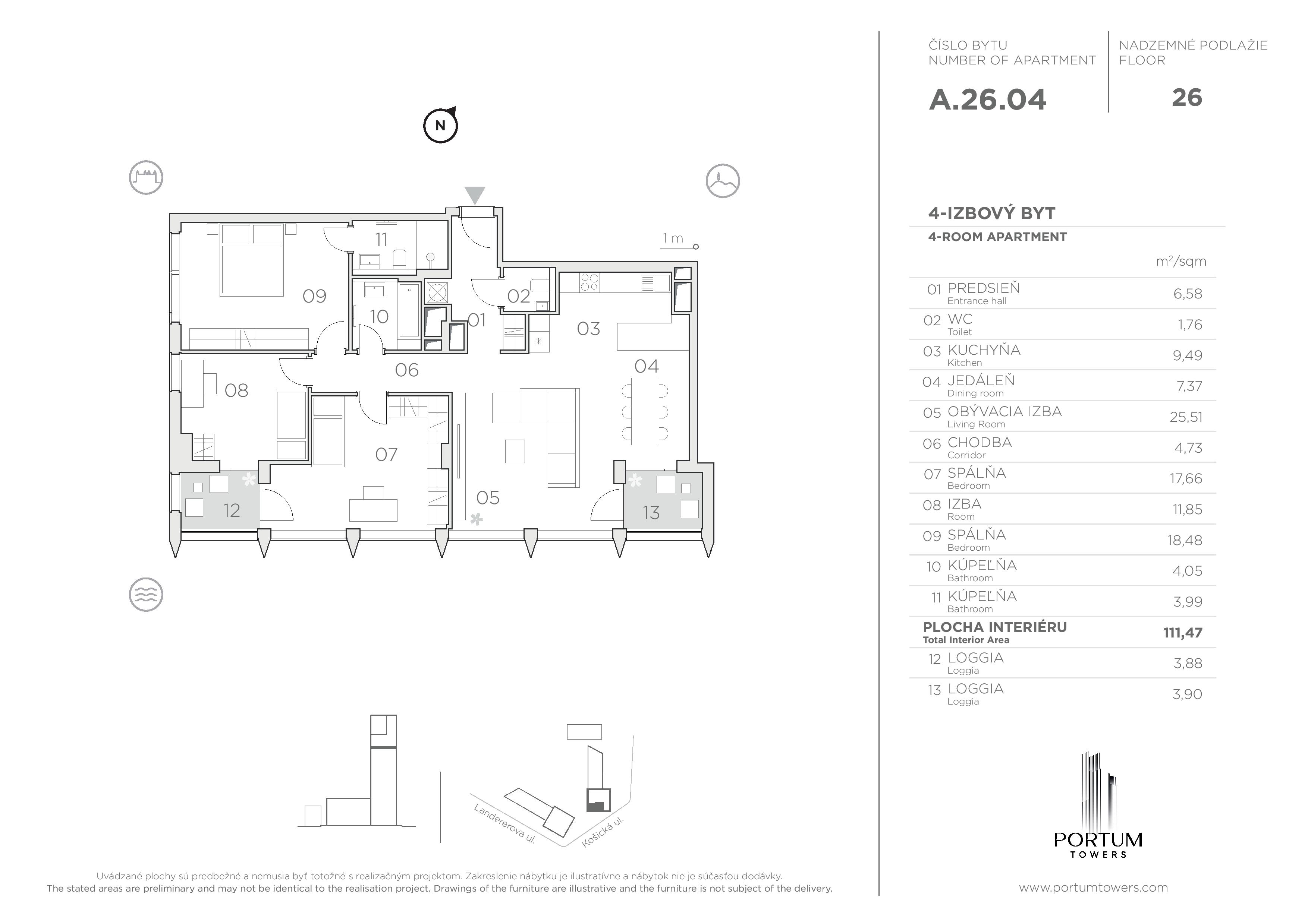 Portum Towers - A.26.04 - Pôdorys