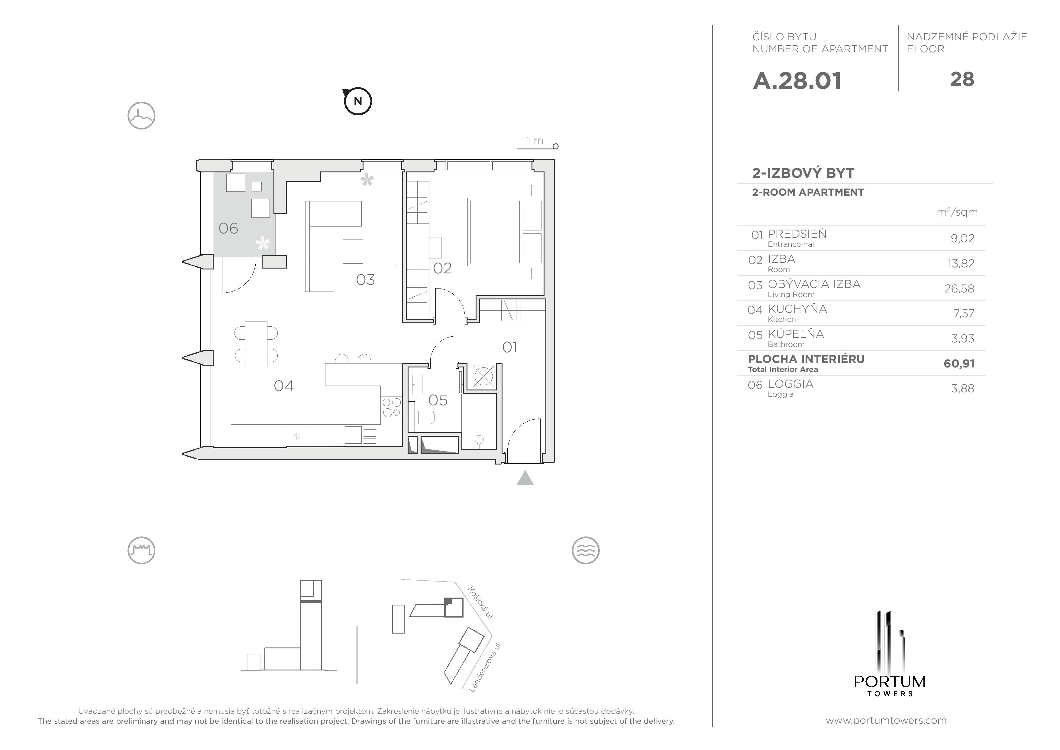 Portum Towers - A.28.01 - Pôdorys