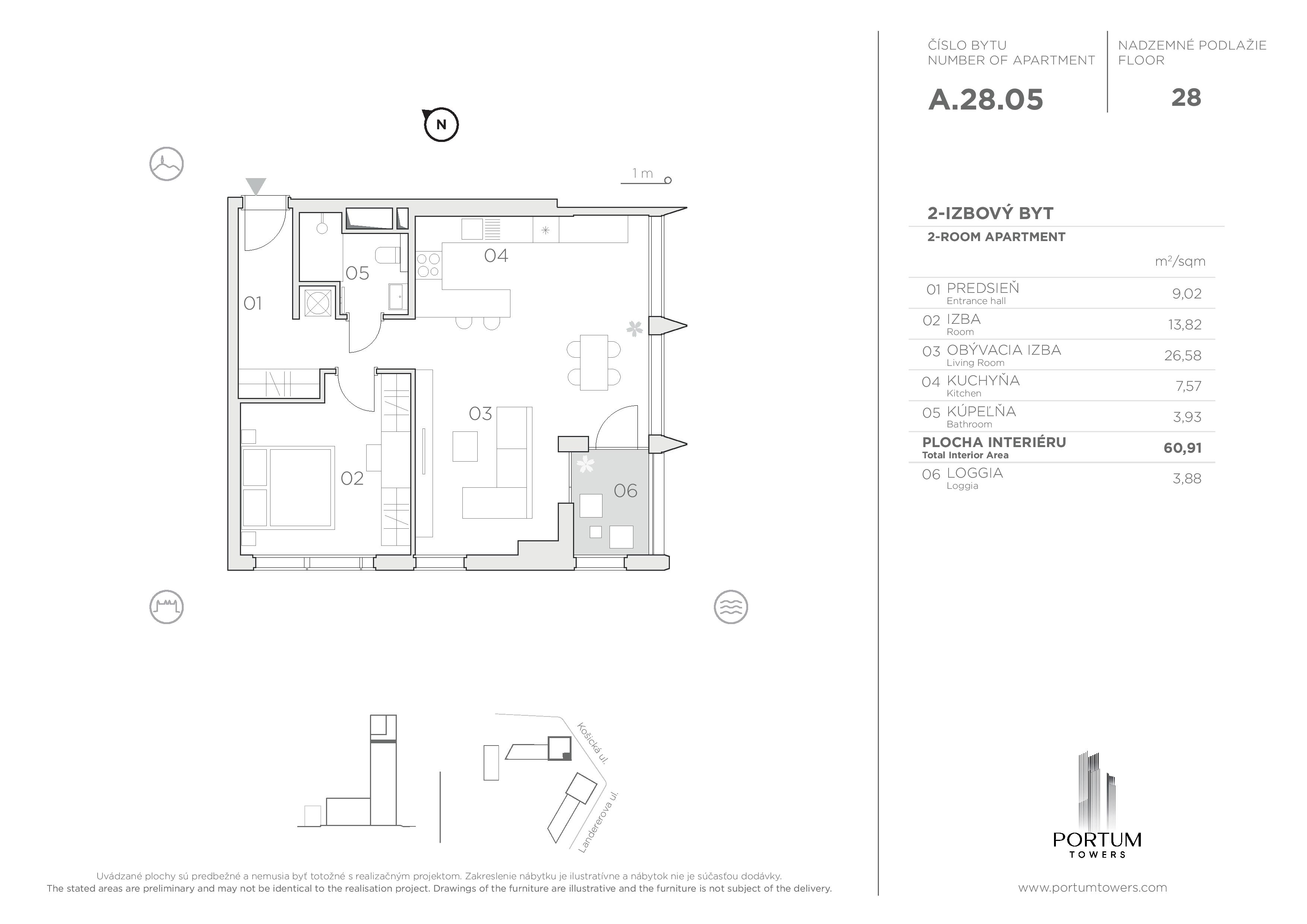 Portum Towers - A.28.05 - Pôdorys