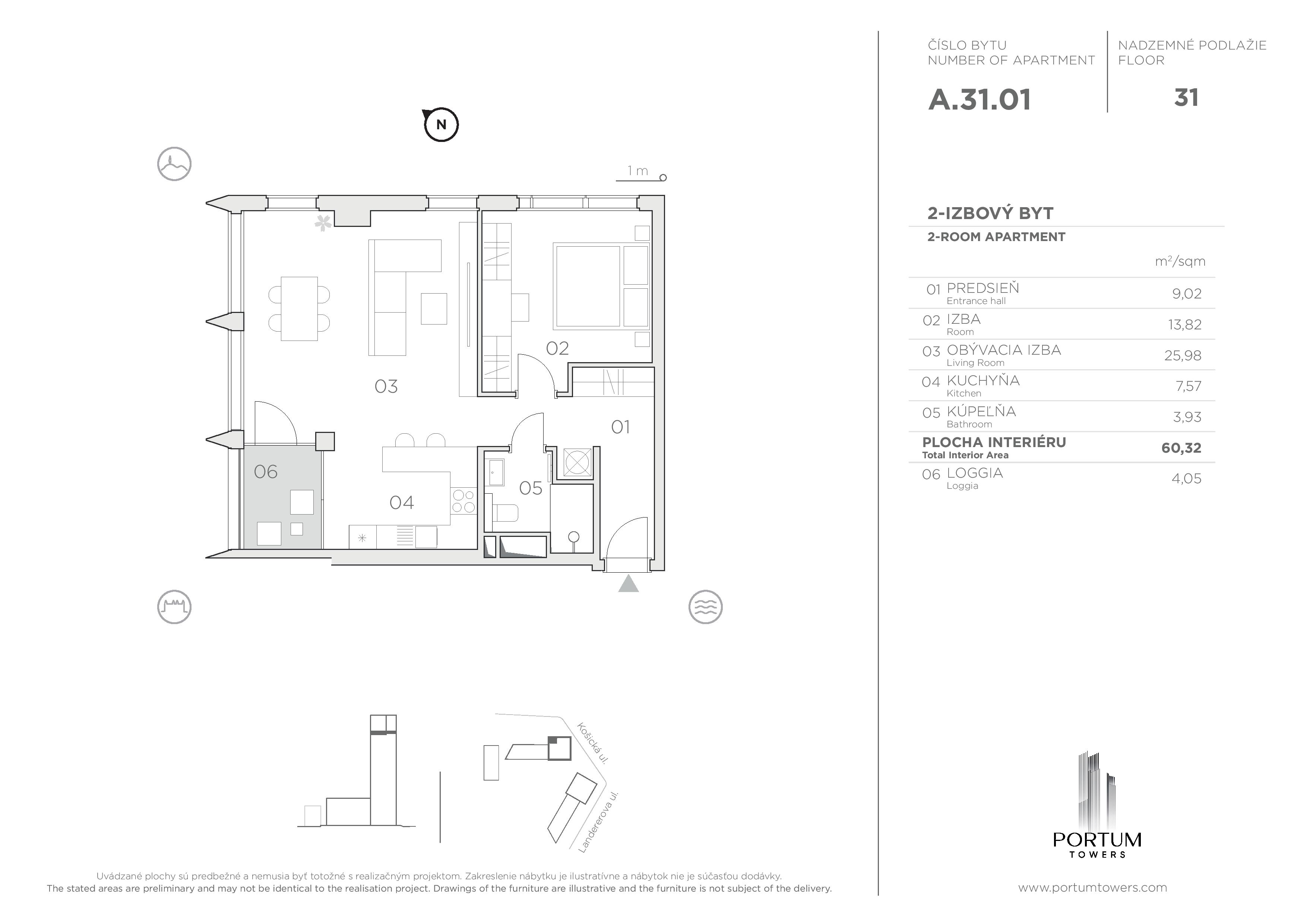 Portum Towers - A.31.01 - Pôdorys