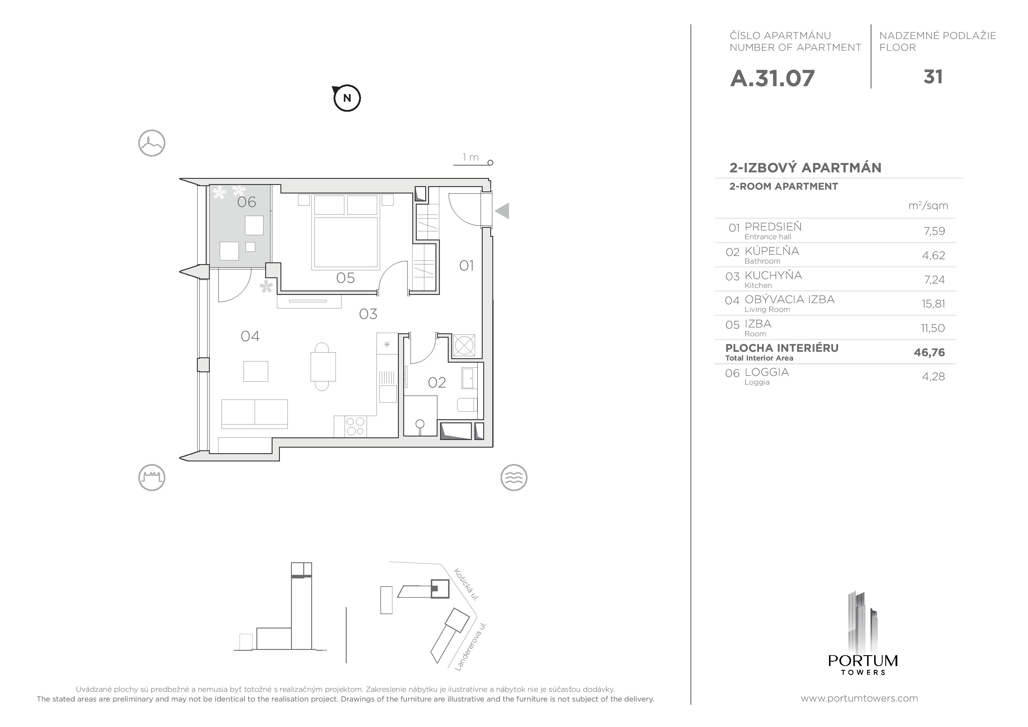 Portum Towers - A.31.07 - Pôdorys